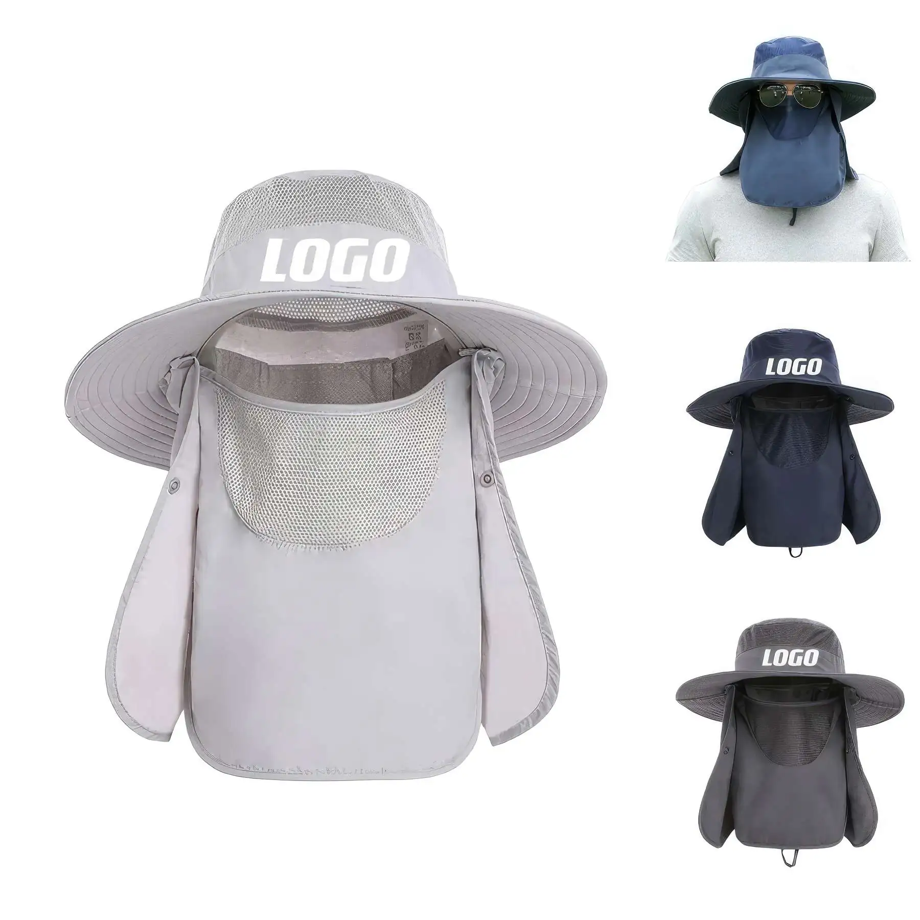 Protection Sun Caps With Mesh Mask And Neck Flap