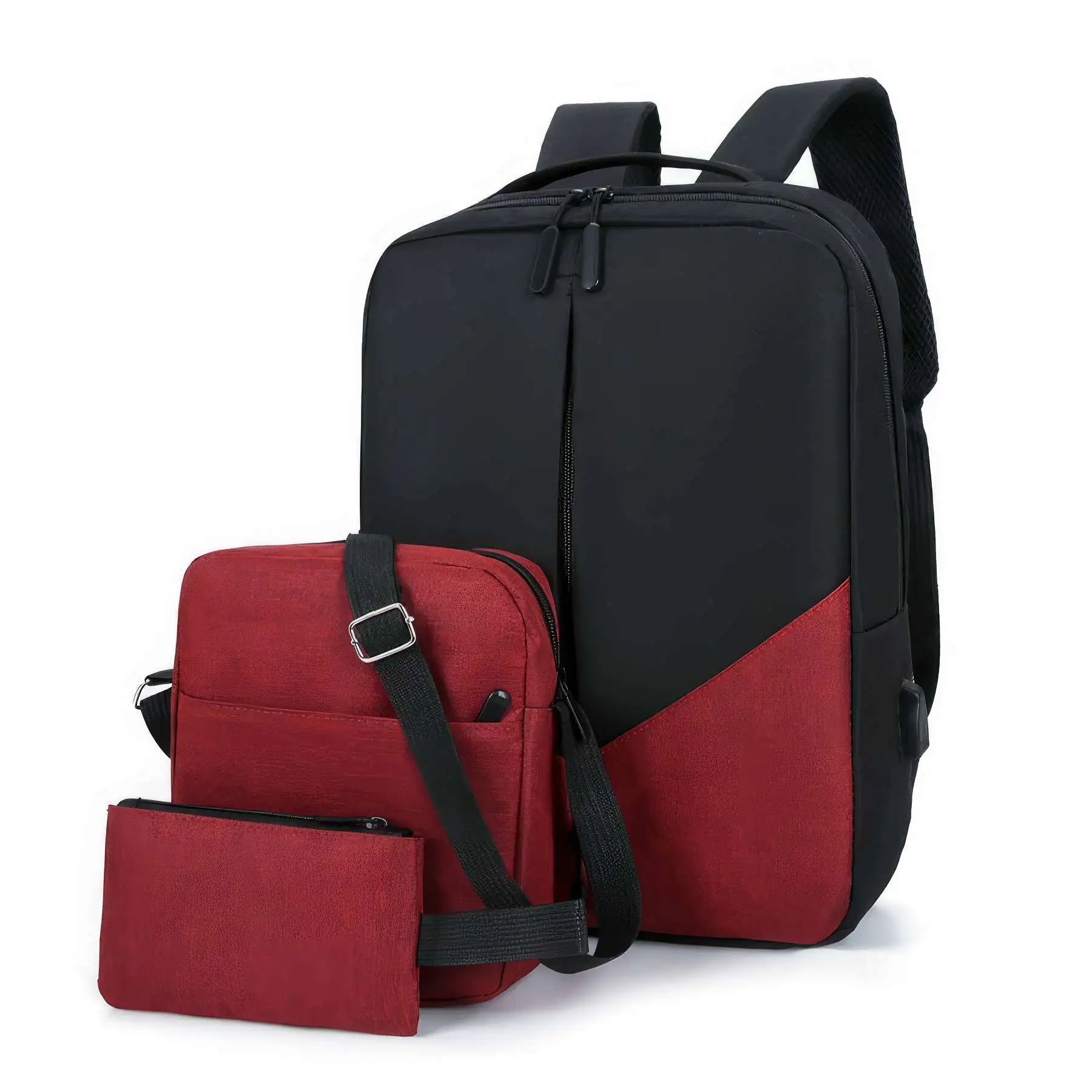 Three-Piece Daily Laptop Backpack With USB Charge Port - Image 2