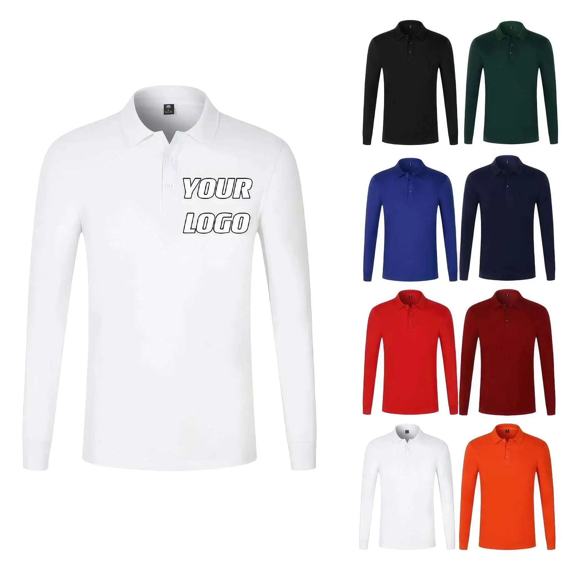 Custom Long-Sleeve Polo Shirts Sweatshirt Tops Work Clothes
