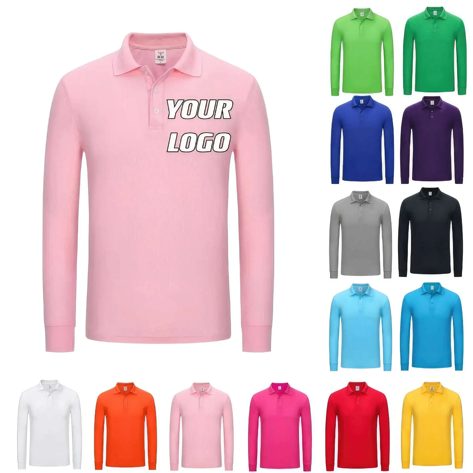 Ladies' Long-Sleeve Polo Shirts Sweatshirt Tops Work Clothes
