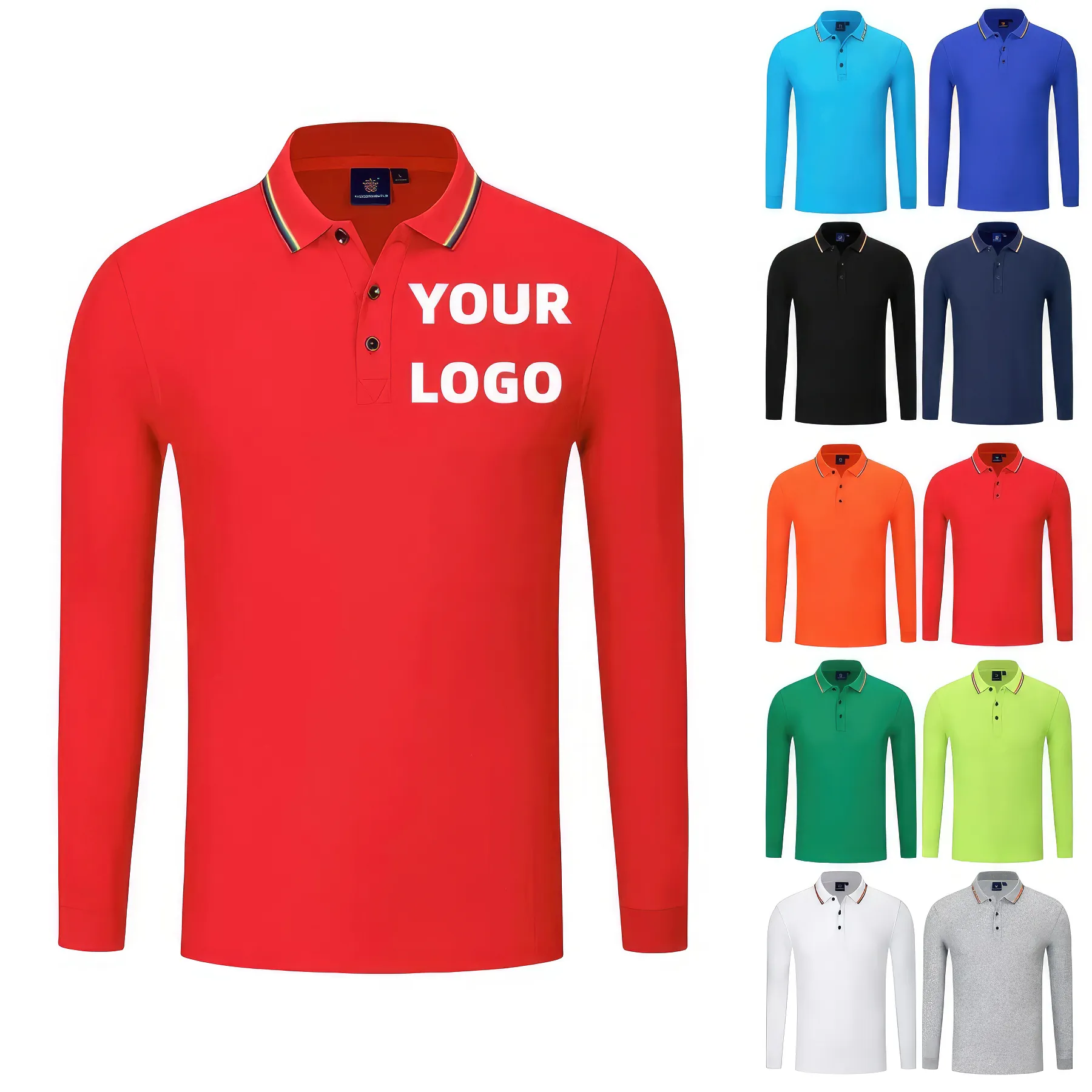 Long-Sleeve Polo Shirts Sweatshirt Tops Blouse Work Uniform