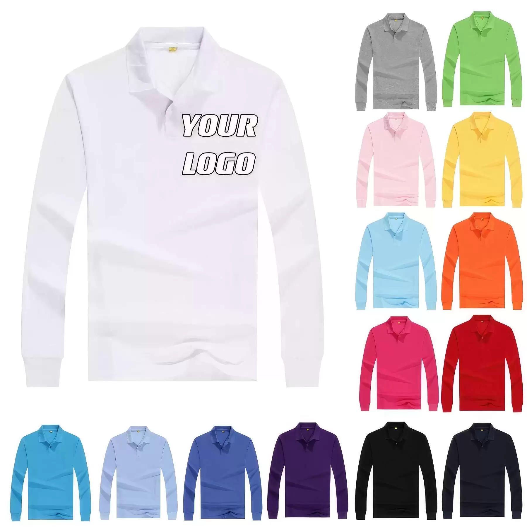 Custom Long-Sleeve Polo Shirts Sweatshirt Tops Pullover