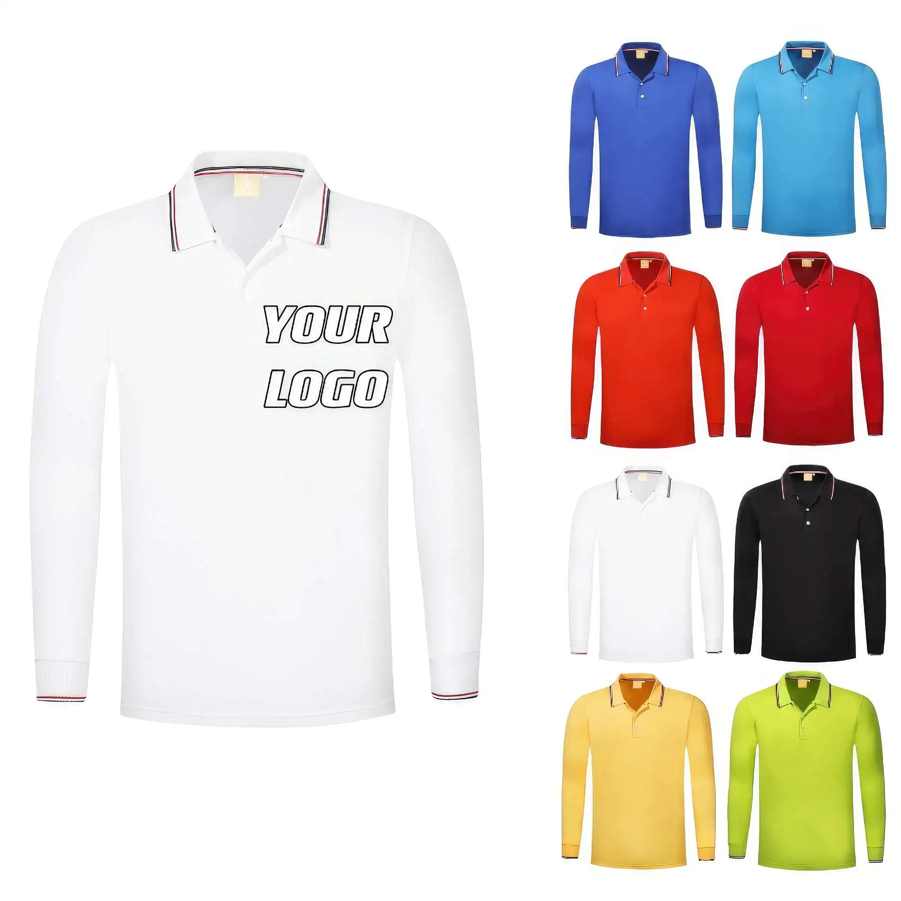 Custom Long-Sleeve Polo Shirts Tops Pullover Work Uniform