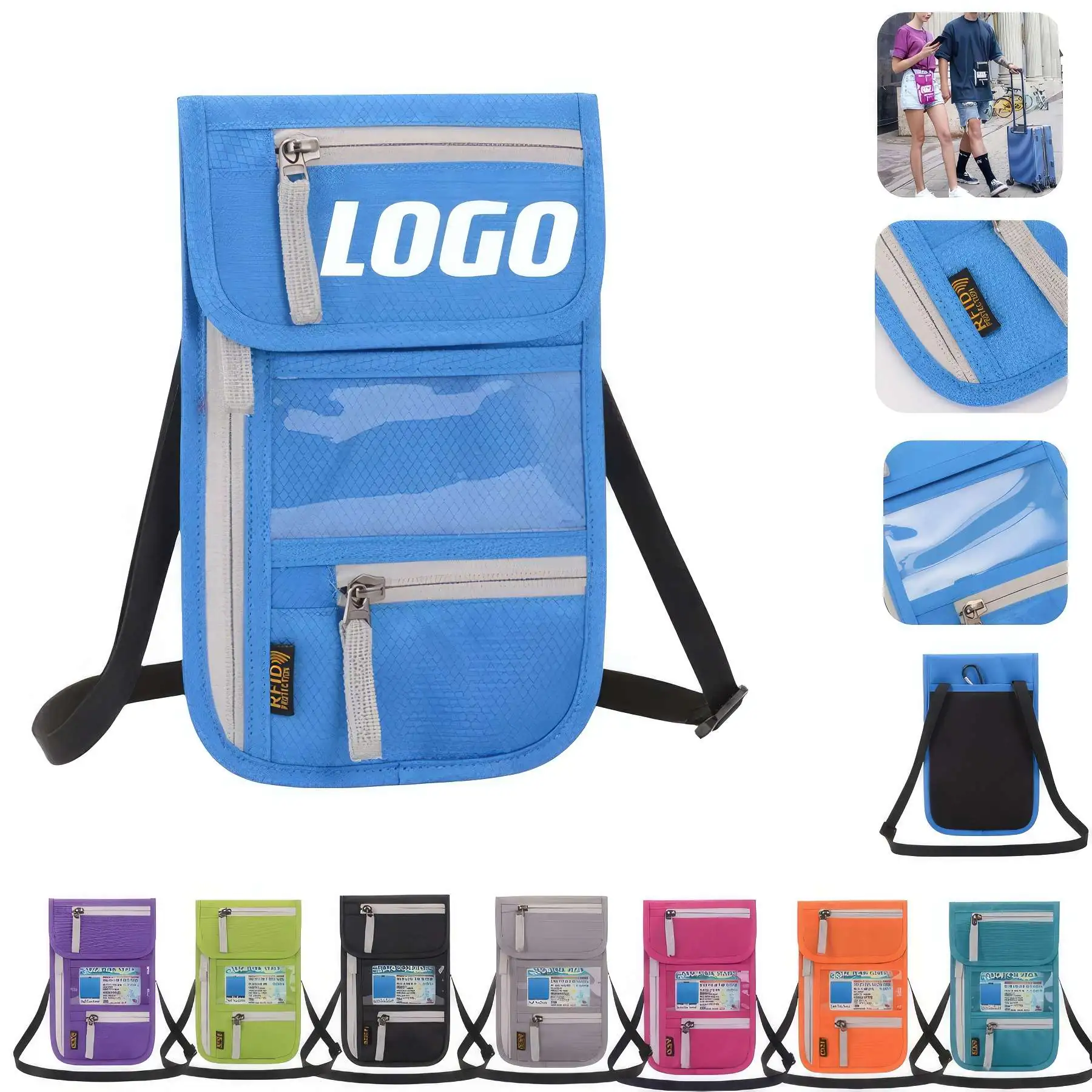 Custom RFID Blocking Travel Pouch Passport Holder Wallet