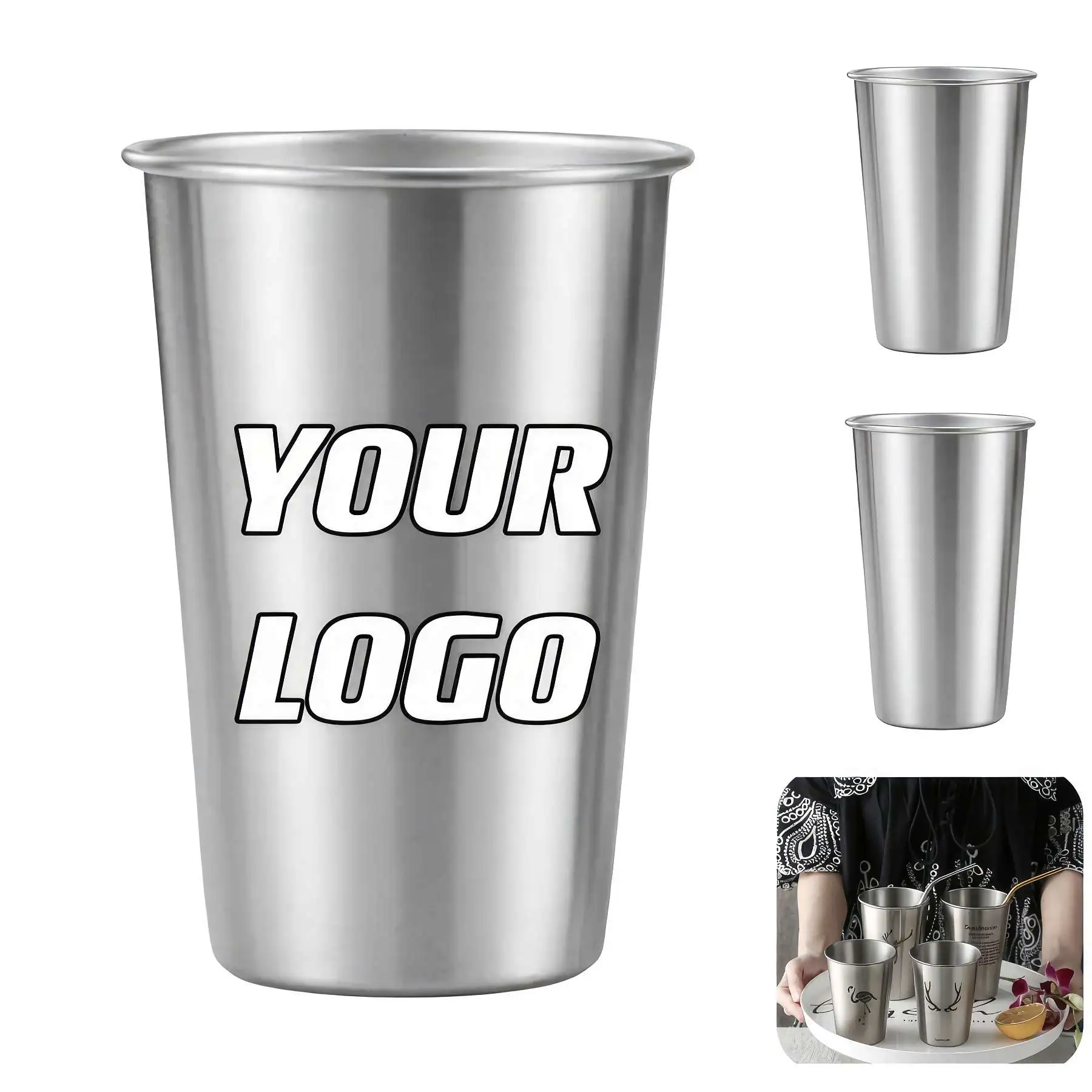 23.7 oz Stainless Steel Pint Cups Unbreakable Drinkware