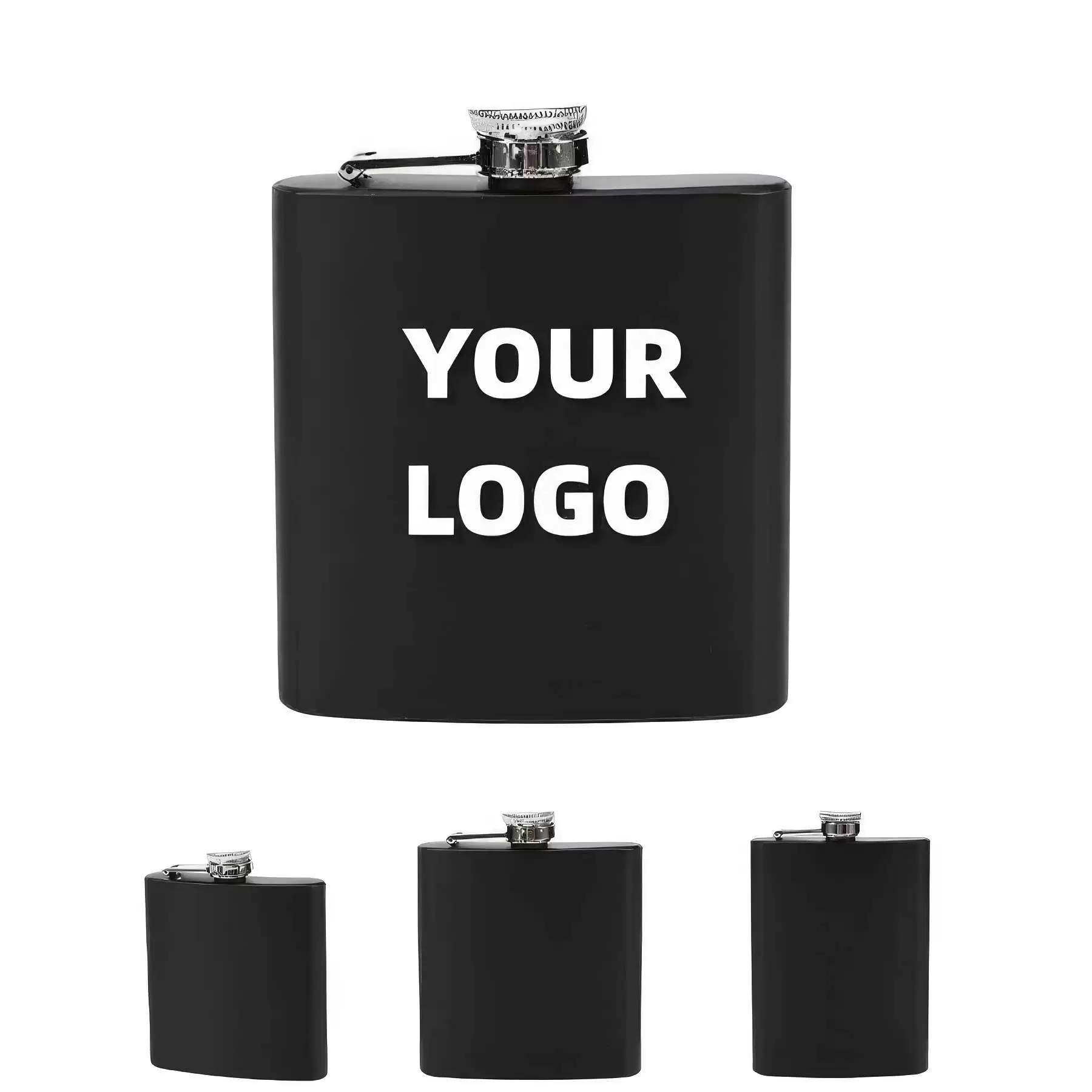 8  oz Black Stainless Steel Liquor Flask
