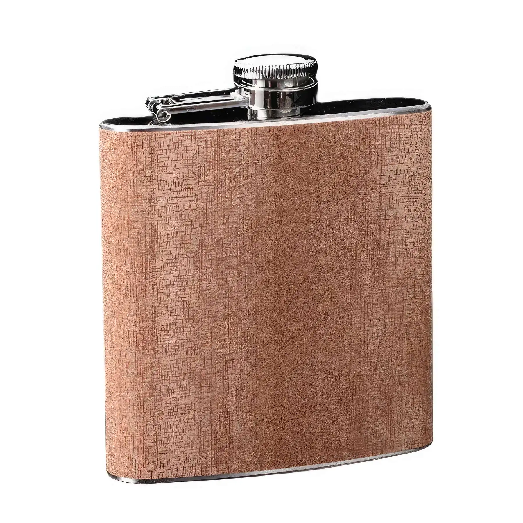 Custom 6 oz Wood Grain Stainless Steel Liquor Flask - Image 2
