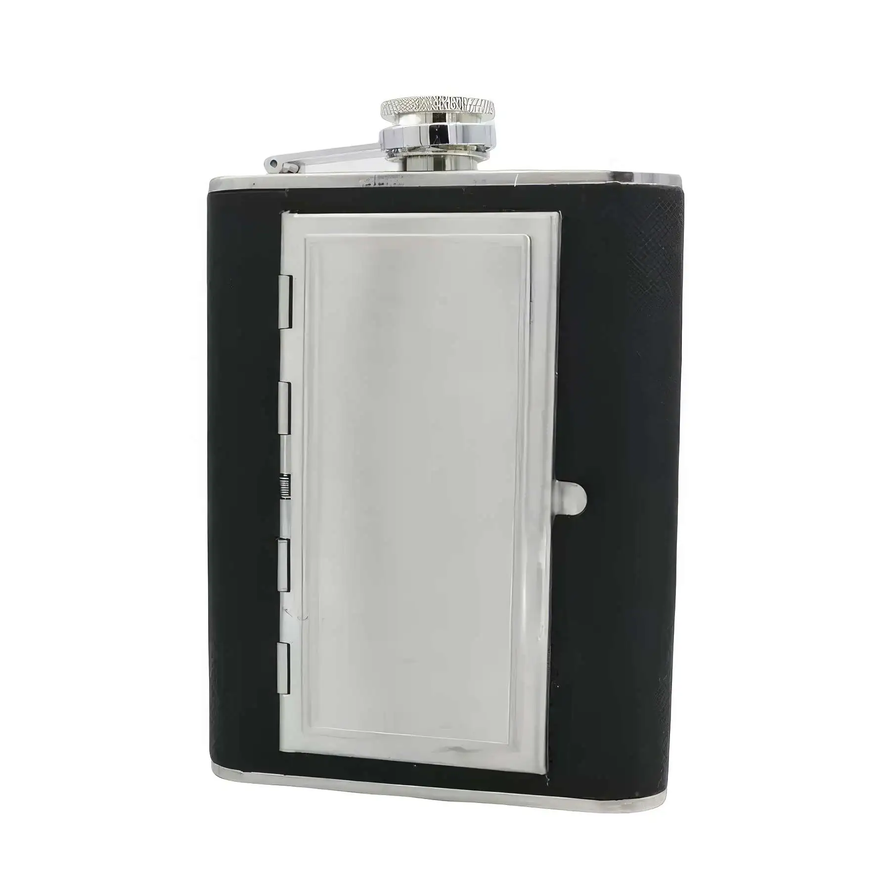 5 / 6 oz Stainless Steel Liquor Flask With Cigarette Case - Size: 5 oz - Image 2