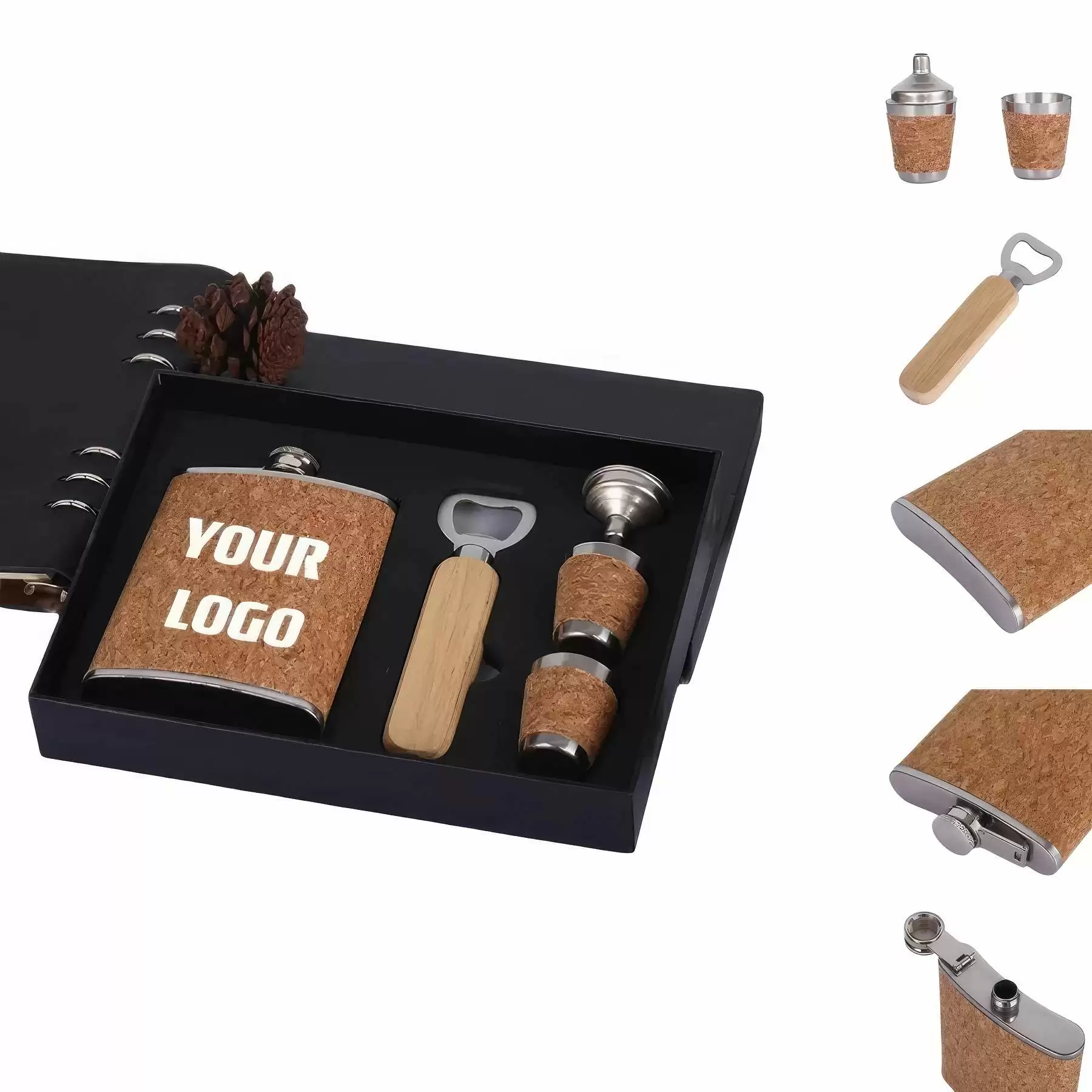 7 oz Stainless Steel Liquor Flask Gift Set