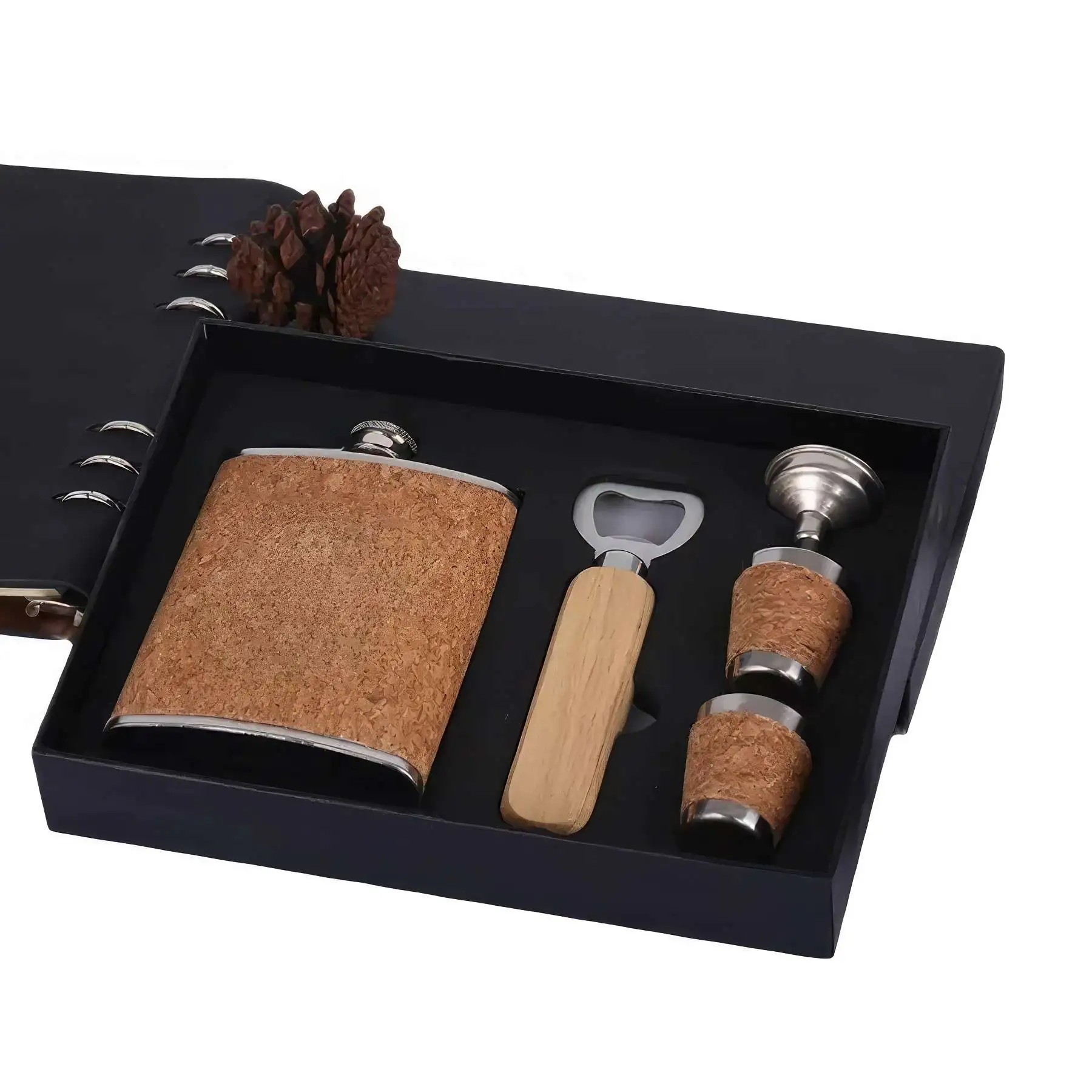 7 oz Stainless Steel Liquor Flask Gift Set - Image 2