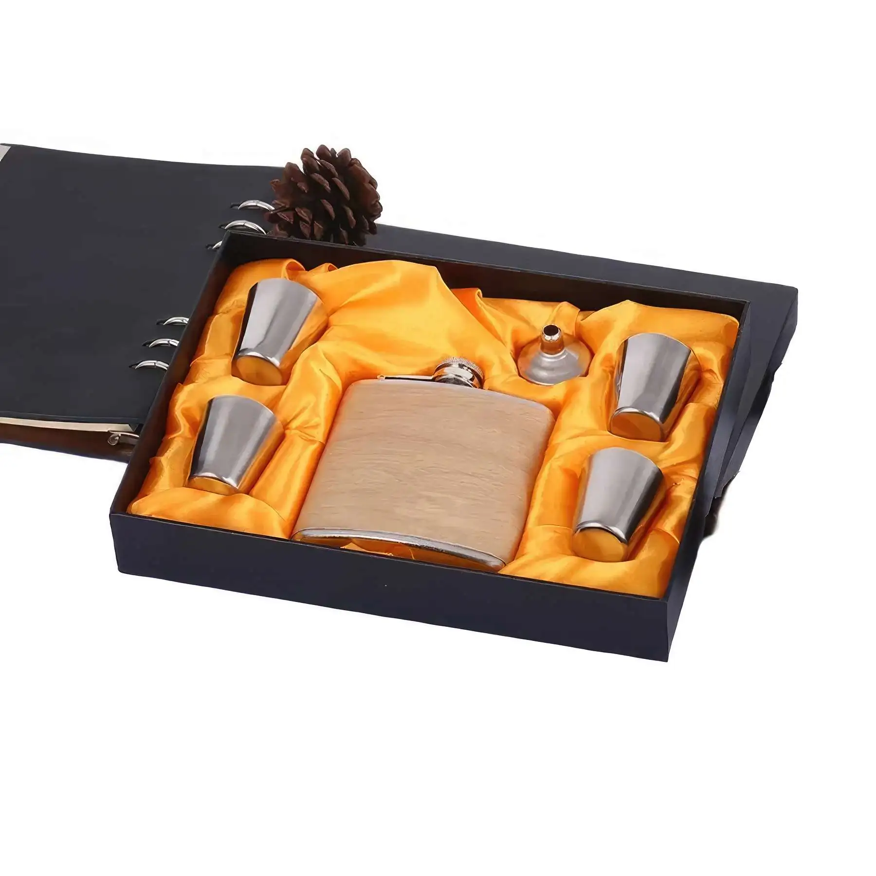 Customizable 6 oz Stainless Steel Liquor Flask Gift Set - Image 2