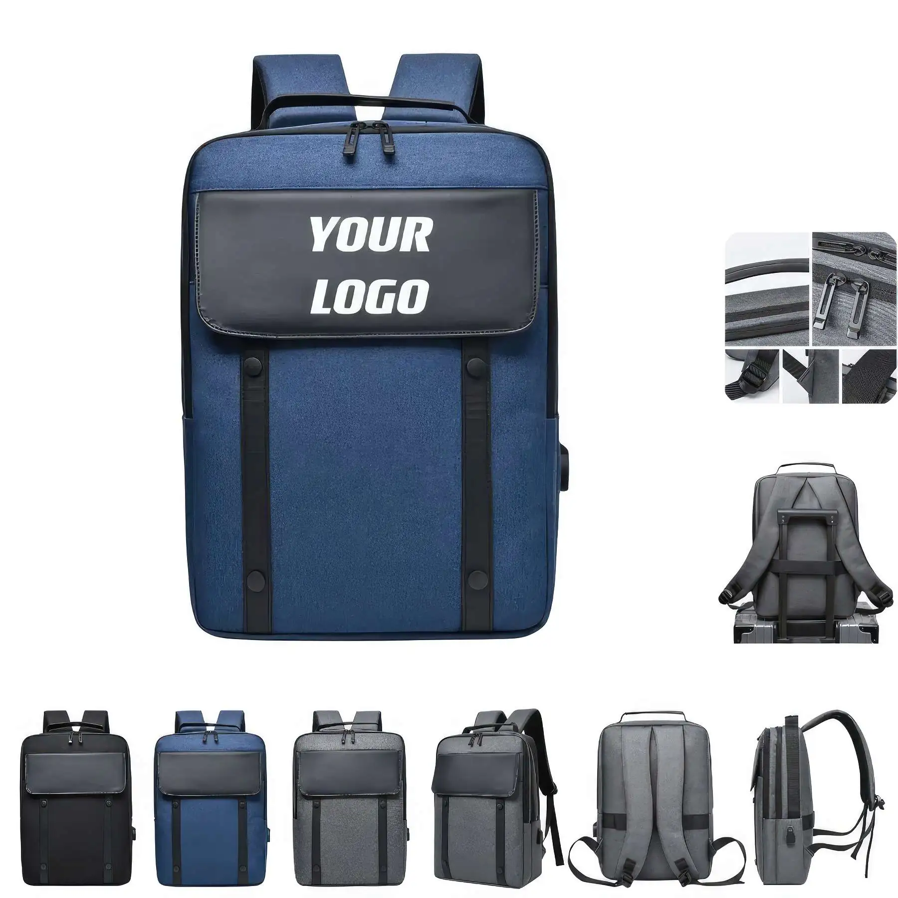 Customizable Business Laptop Backpack With USB Charging Port