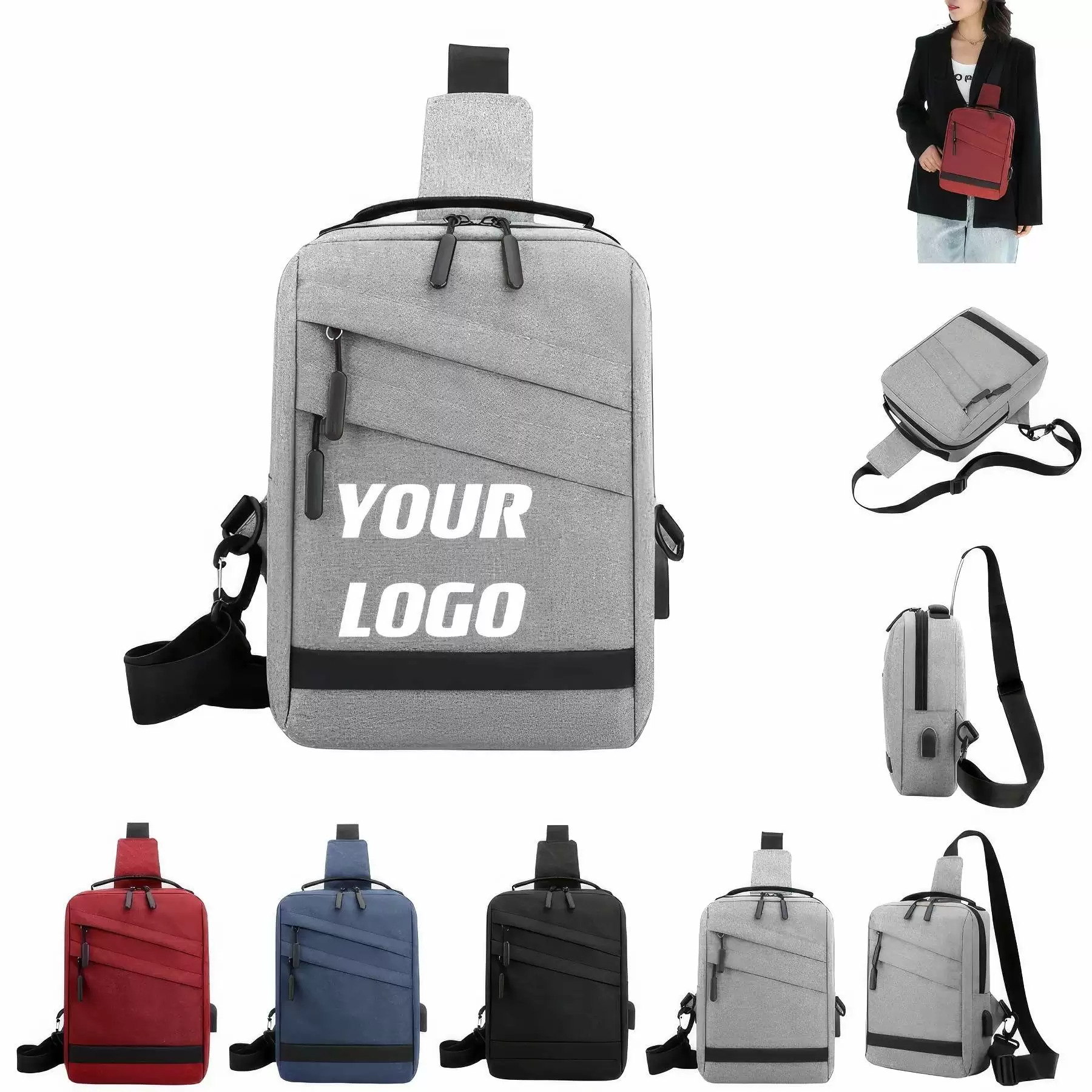 Customizable Shoulder Bag Crossbody With USB Charging Port