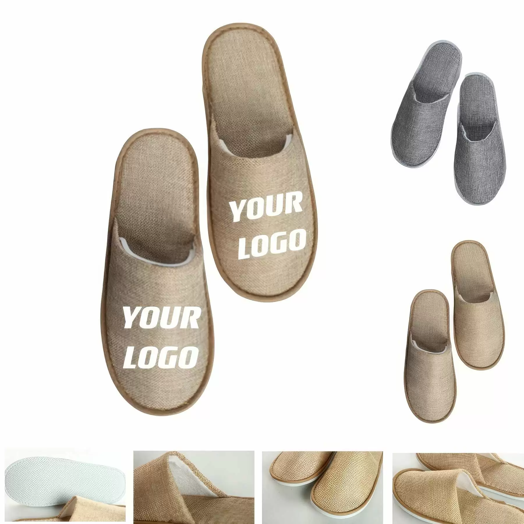 Custom Flax Non-slip Slippers For Hotel