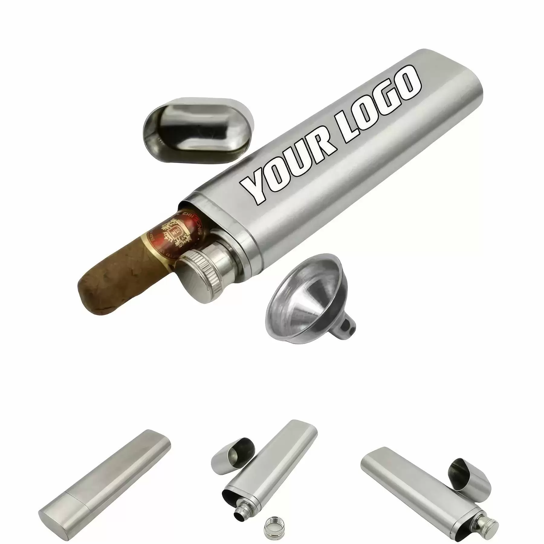 Custom Stainless Steel Cigar Case With Wine Tube