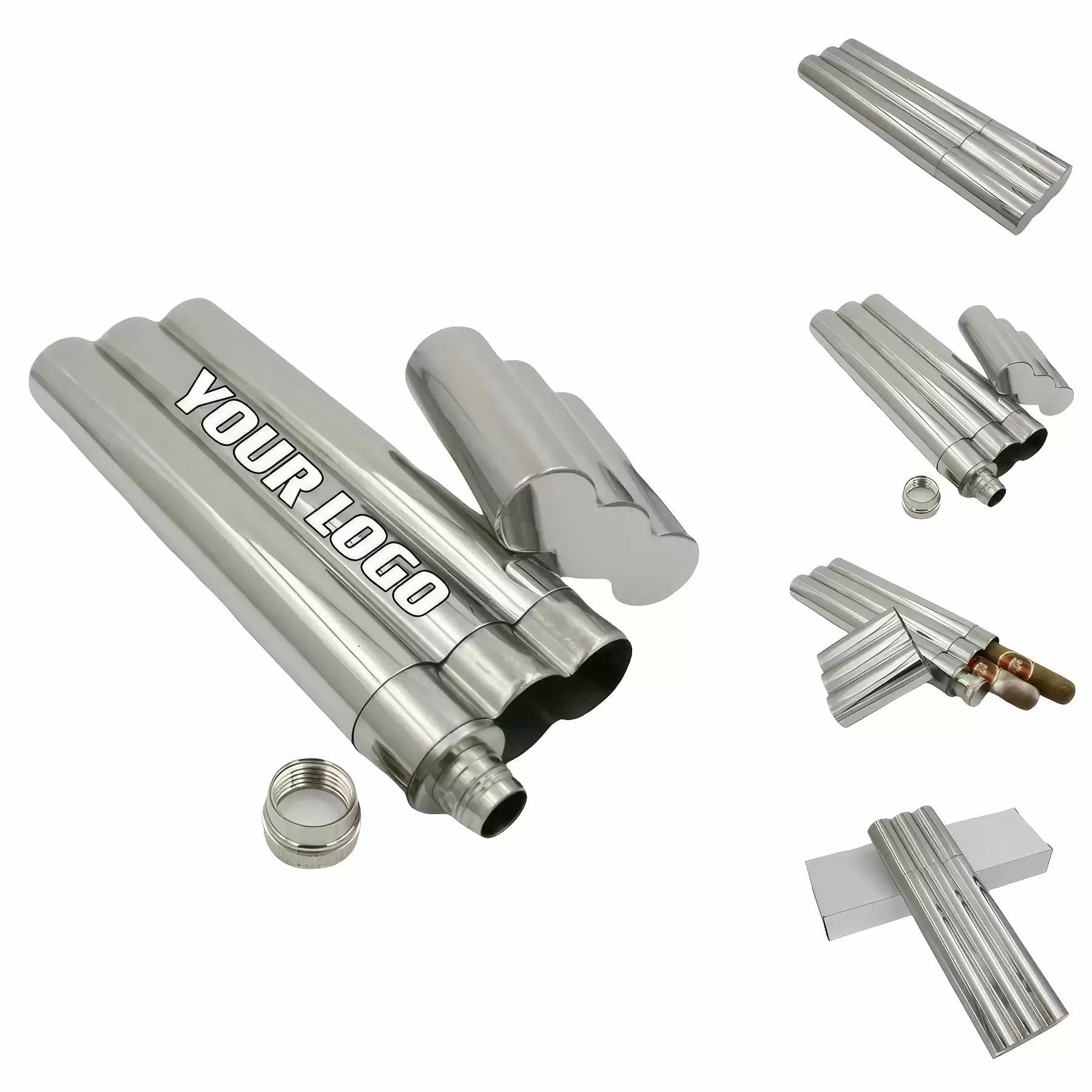 Stainless Steel Cigar Case With Wine Tube For Men