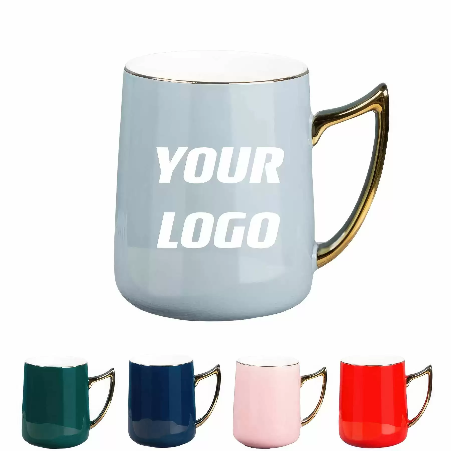 Custom 14.2 oz Gold Handle Creamic Cup