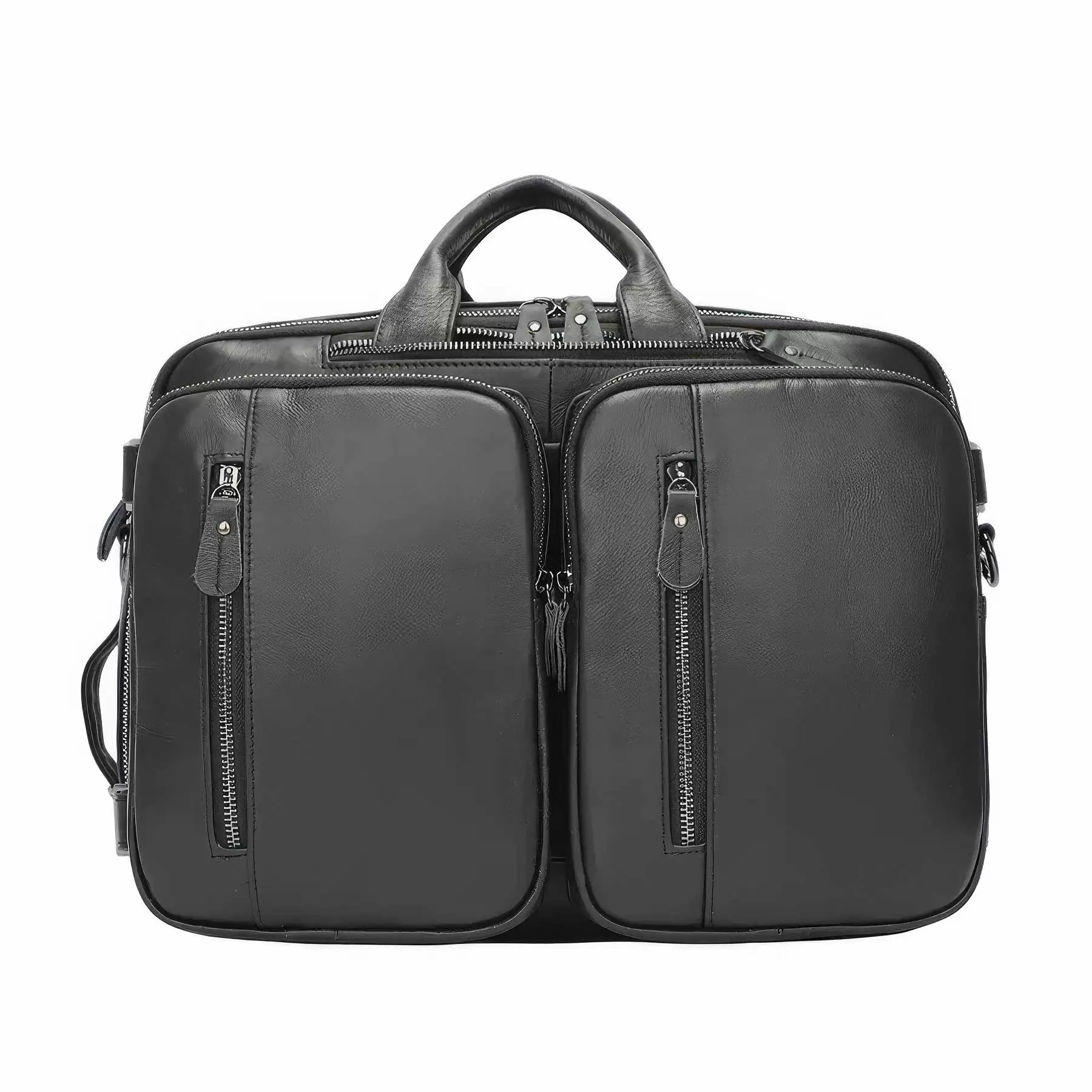 Custom Genuine Cowhide Briefcase Messenger Bag For Men - Image 2