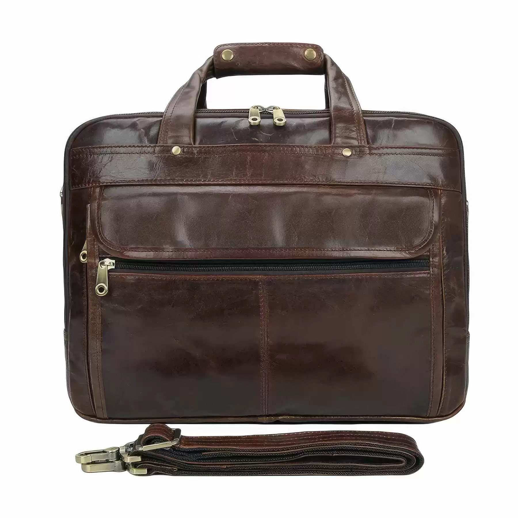 Custom Genuine Cowhide Briefcase Messenger Bag - Image 2