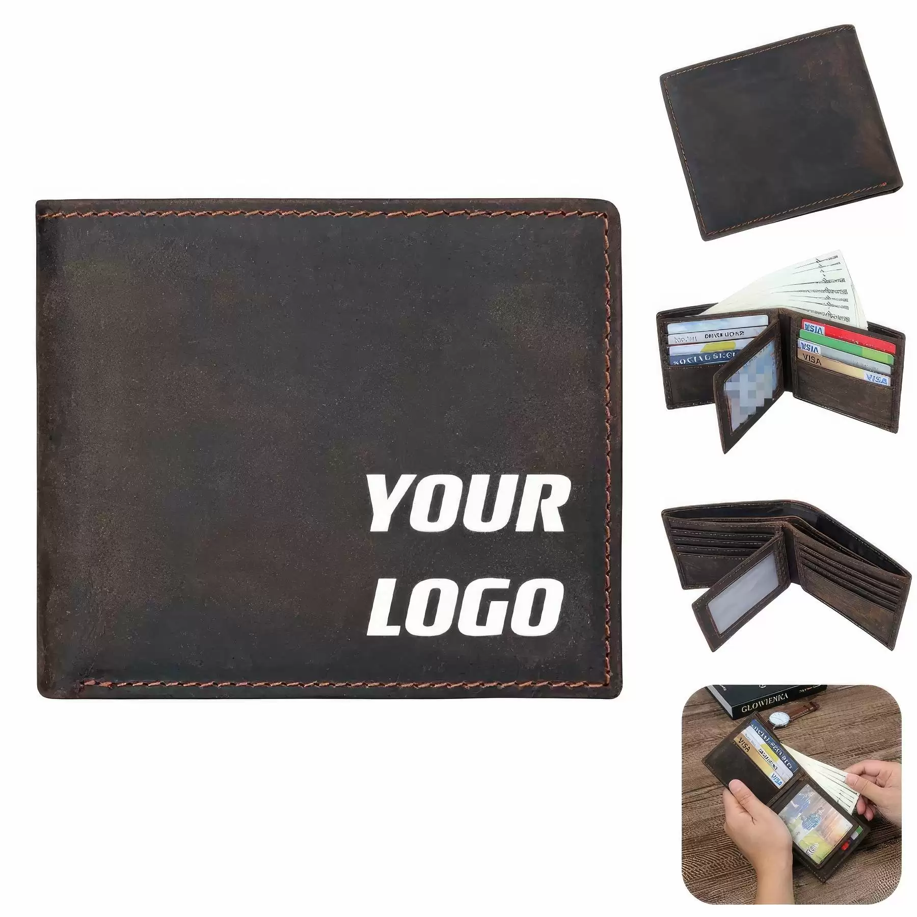 Custom Vintage Genuine Leather Wallet For Men Women