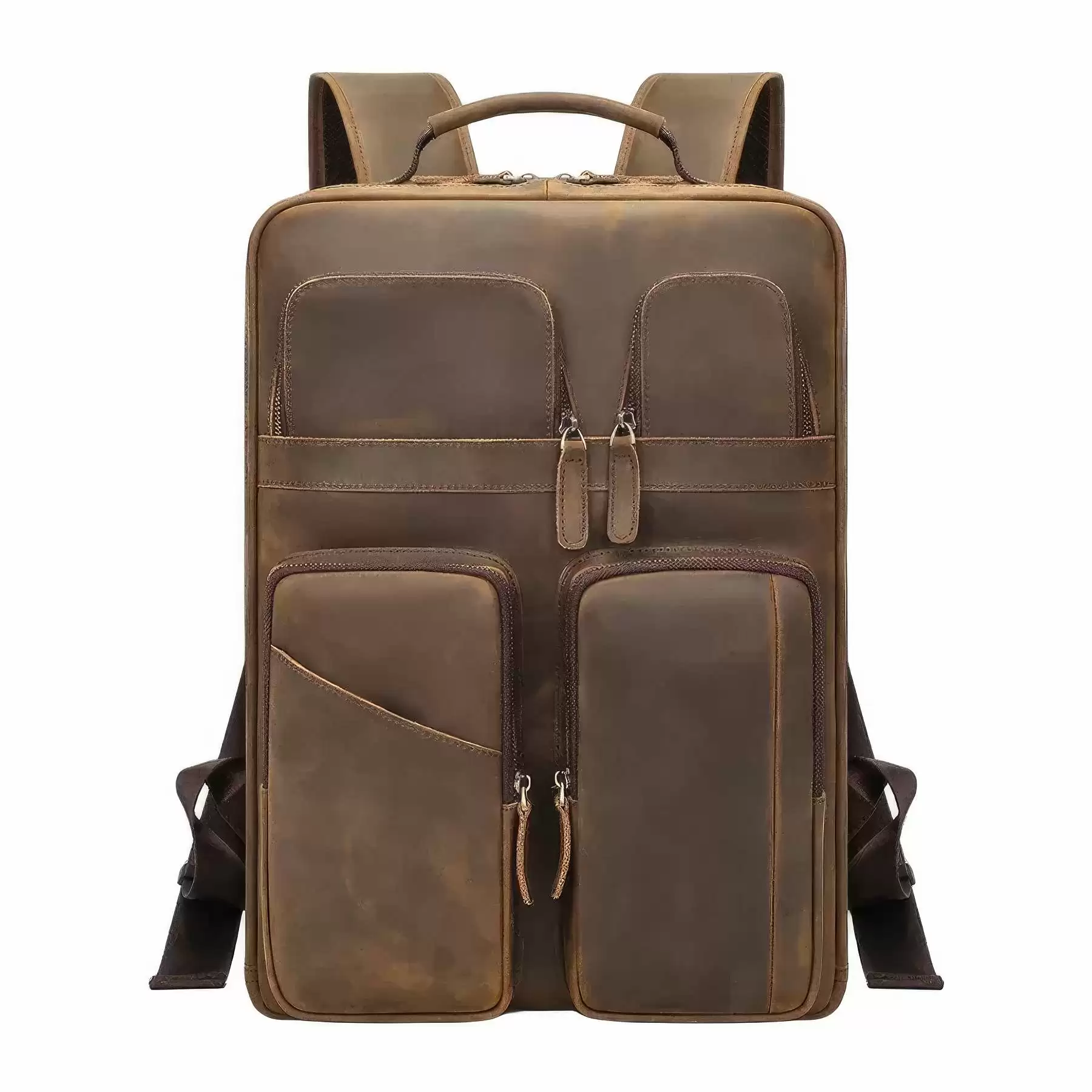 Vintage Genuine Leather 15.6 Inch Laptop Backpack - Image 2