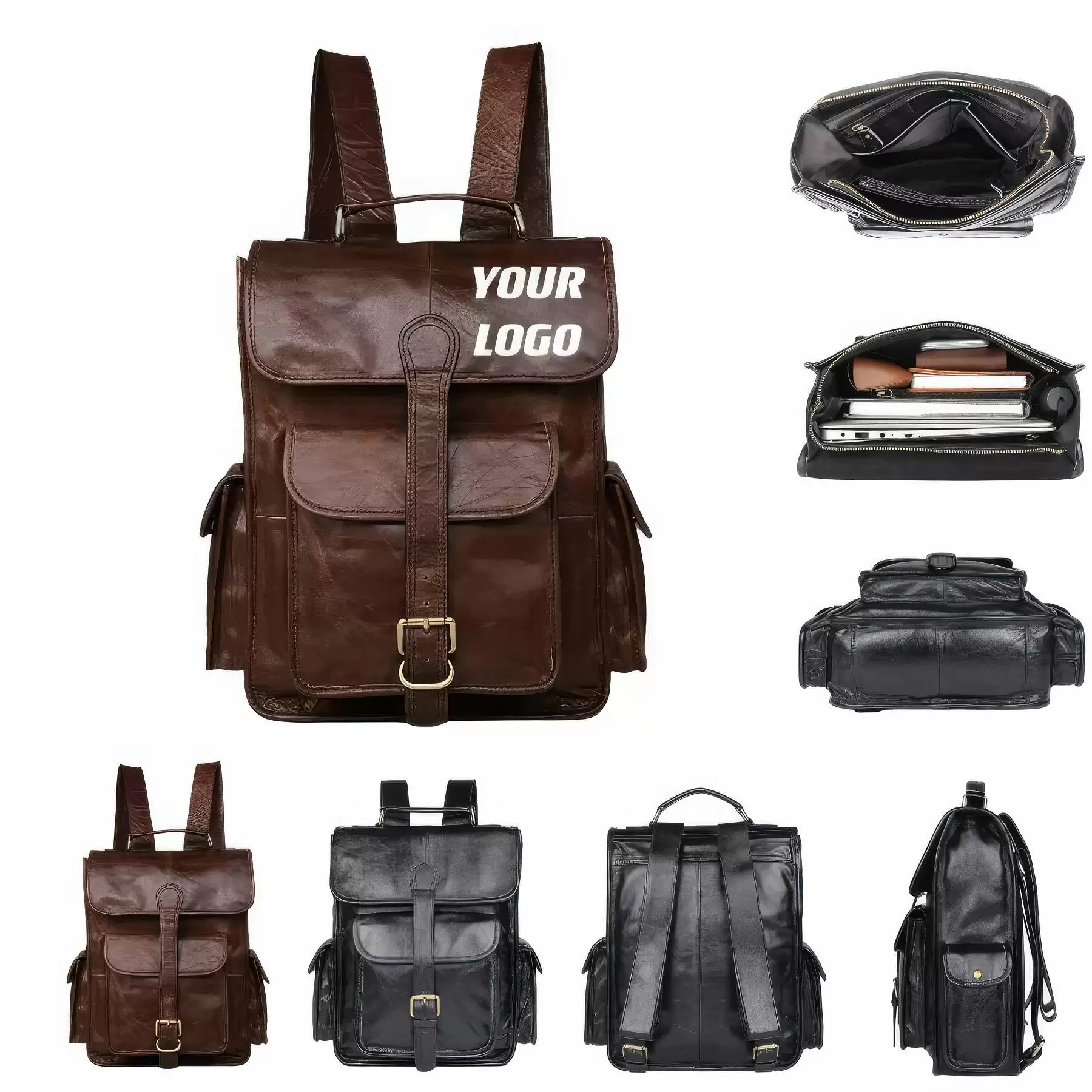 Custom Vintage Genuine Leather 15 Inch Laptop Backpack