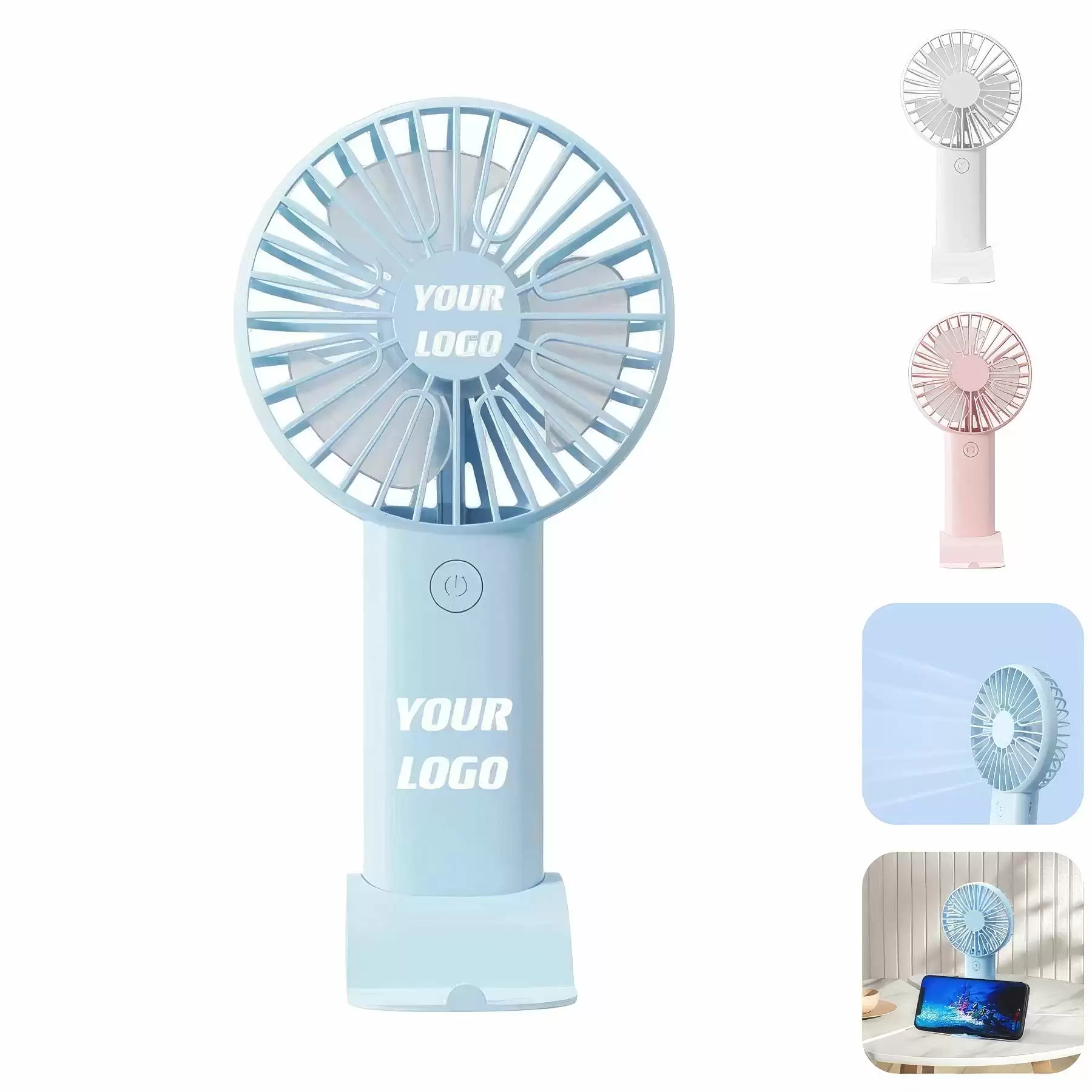 Custom Handheld Fan With Phone Holder Base