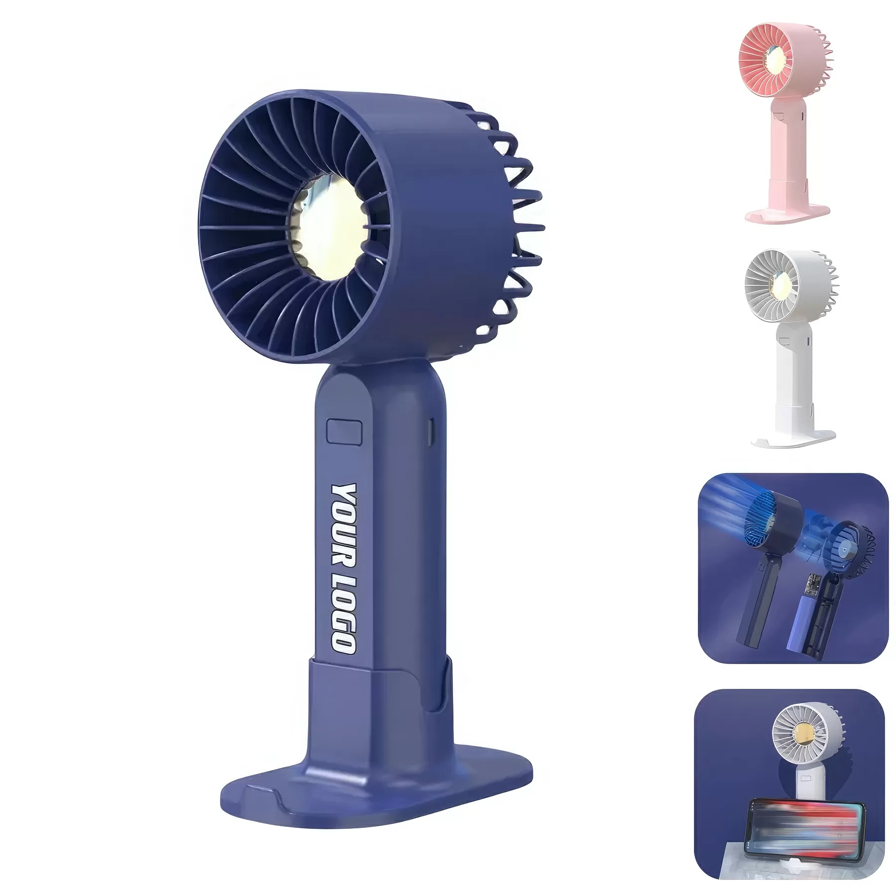 Mini Handheld Fan With Phone Holder Base