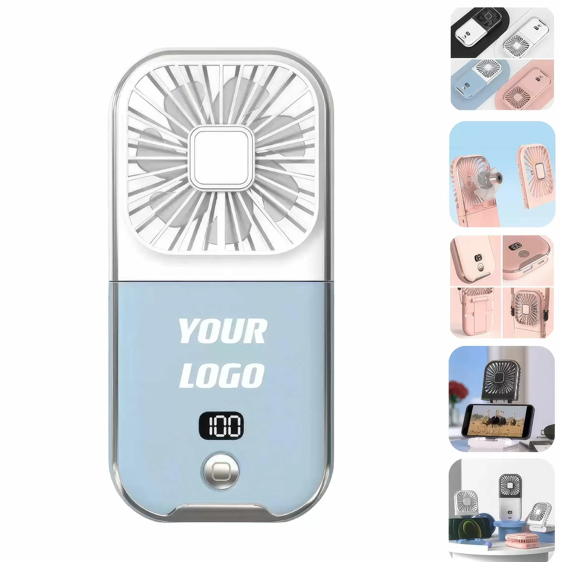 Custom Multifunctional Mini Fan Power Bank Phone Holder