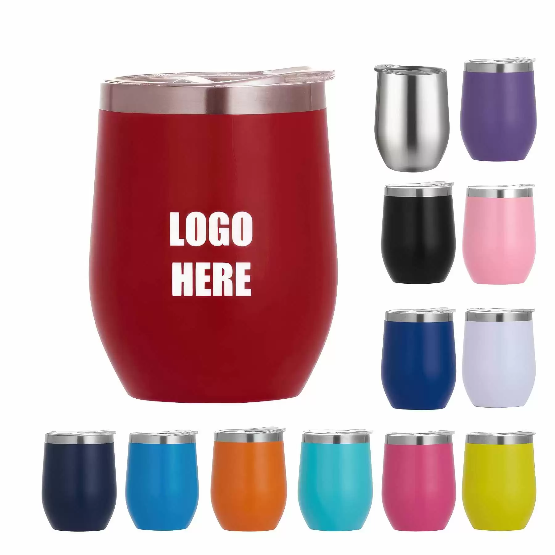 Custom 12 oz Stainless Steel Stemless Wine Glasses