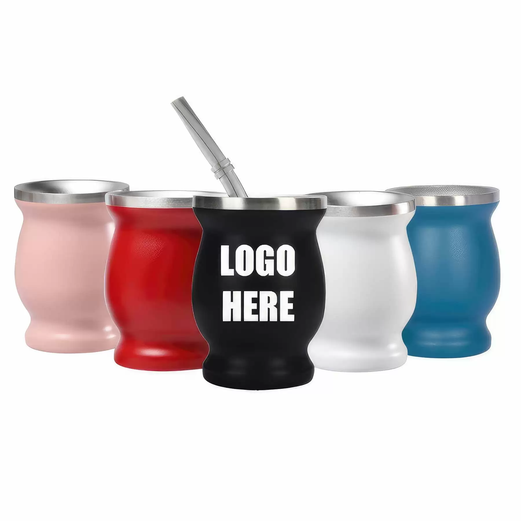 Custom 8 oz Stainless Steel  Mate Cup And Bombilla Set