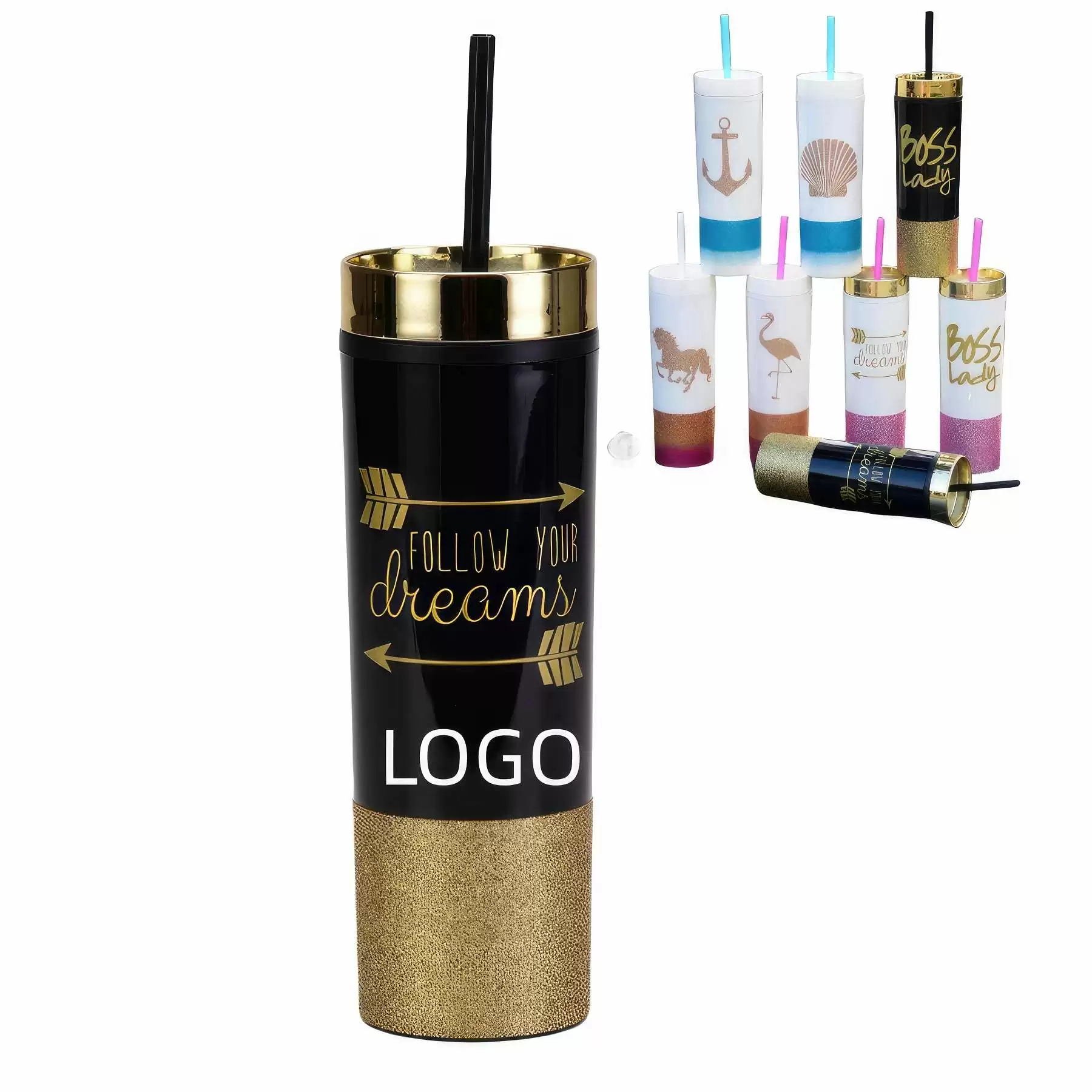 Custom AS Plastic Material Straw Tumbler