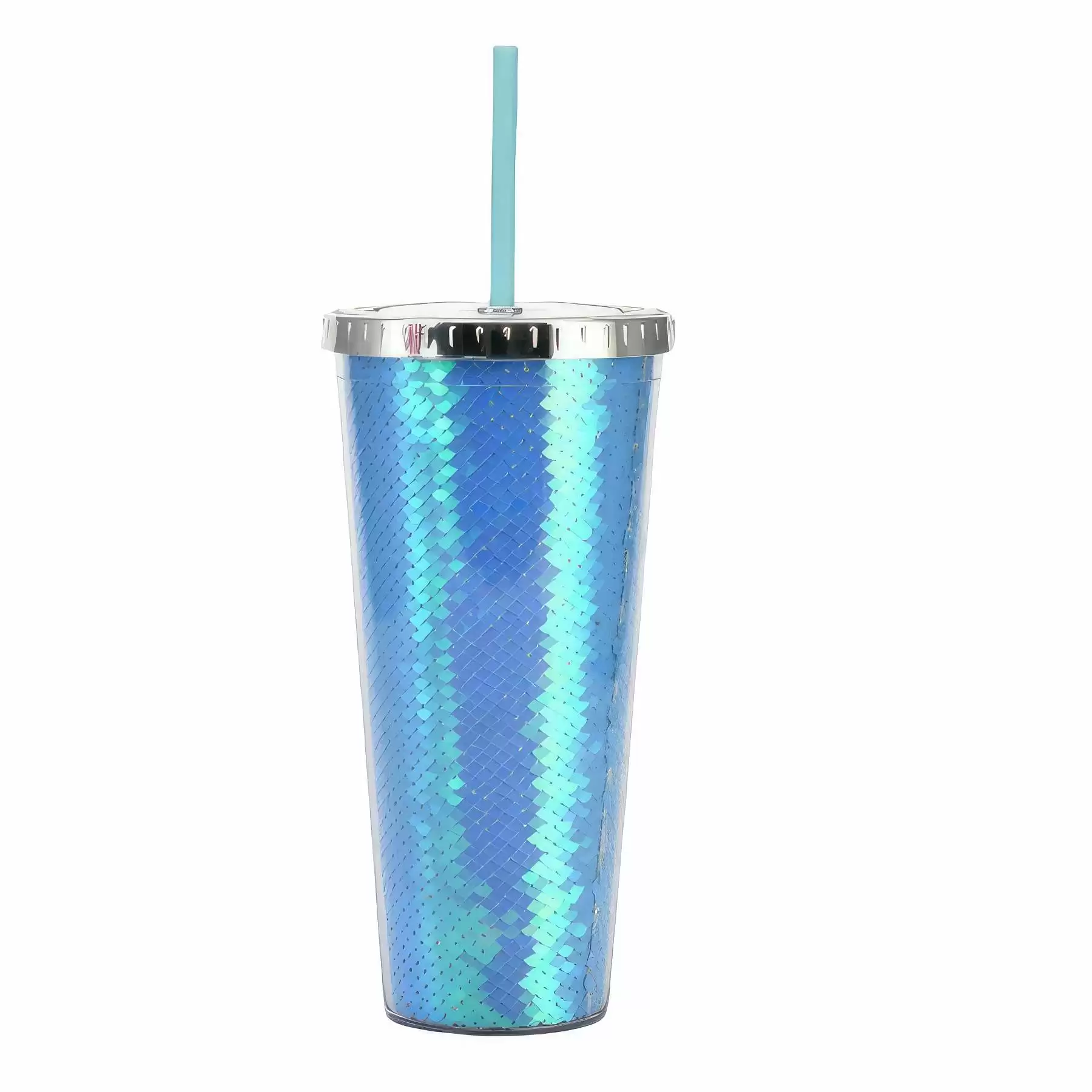 Custom Transparent AS Plastic Sequin Straw Tumbler - Image 2