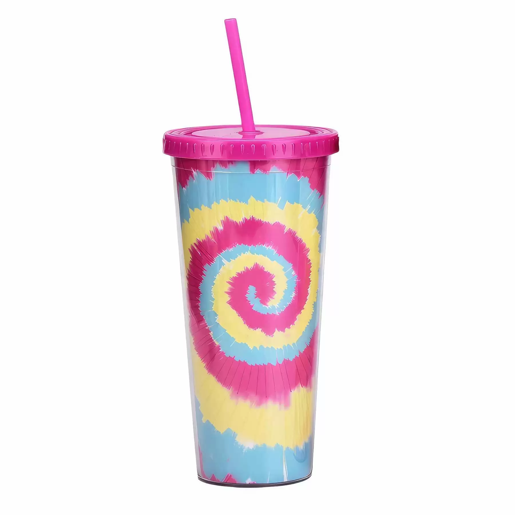 Custom Transparent AS Plastic Tie dye Straw Tumbler - Image 2