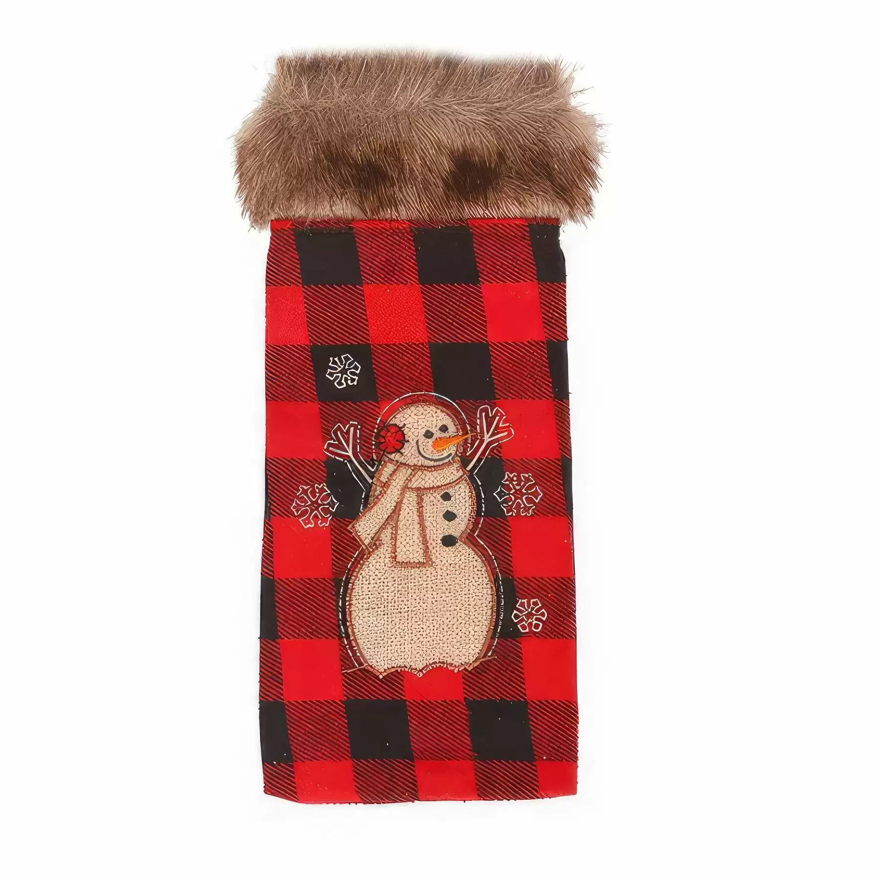 Christmas Red Plaid Wine Bottle Cover - Image 2