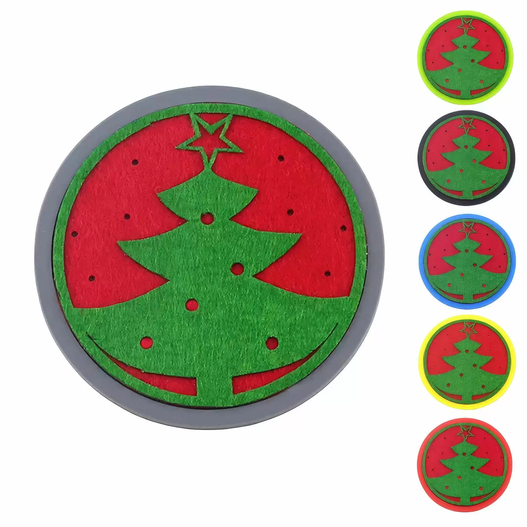 Christmas Round Silicone Coaster Set