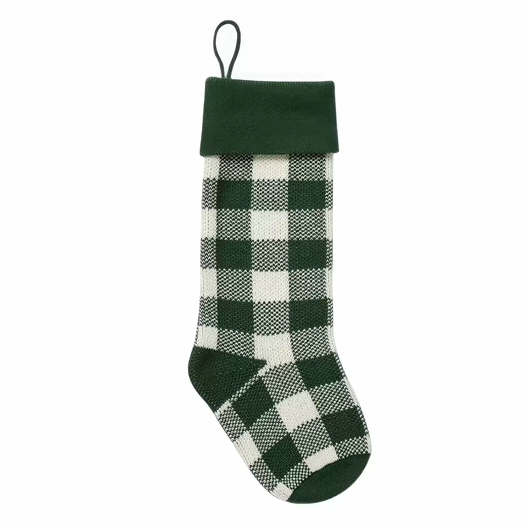 Knitted Christmas Plaid Stocking - Image 2
