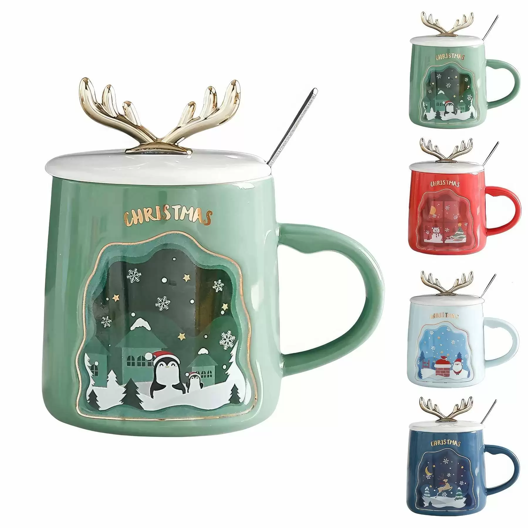 Christmas Antlers Shaped Coffee Ceramic Mug