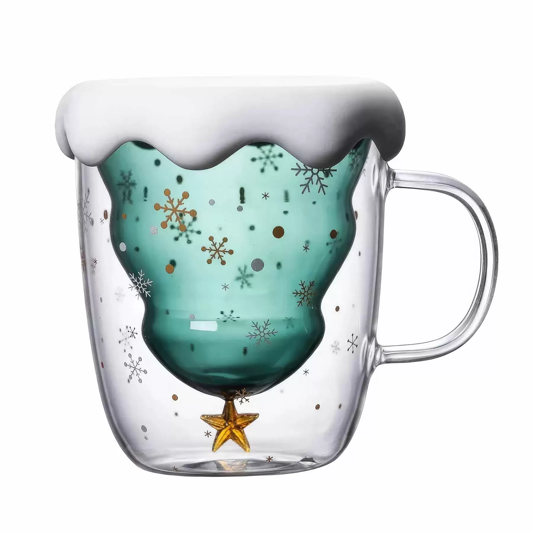 Christmas Tree Shaped Double Wall Insulated Glass Mug - Image 2