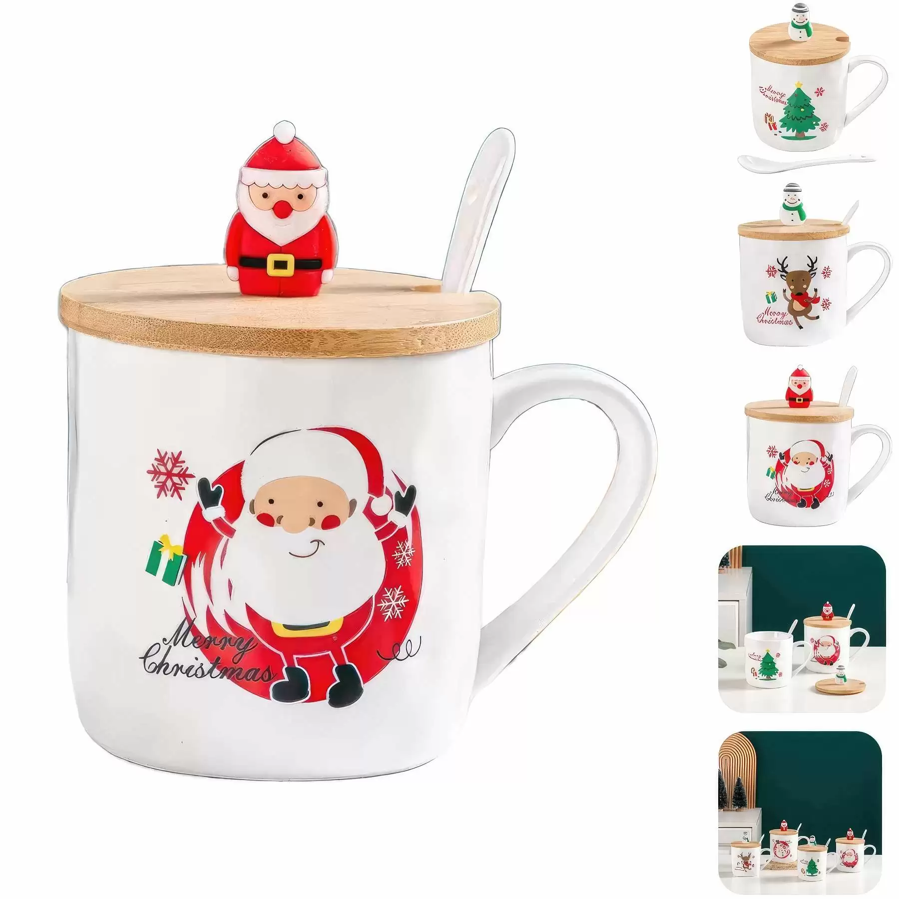 Christmas Mug with Bamboo Lid