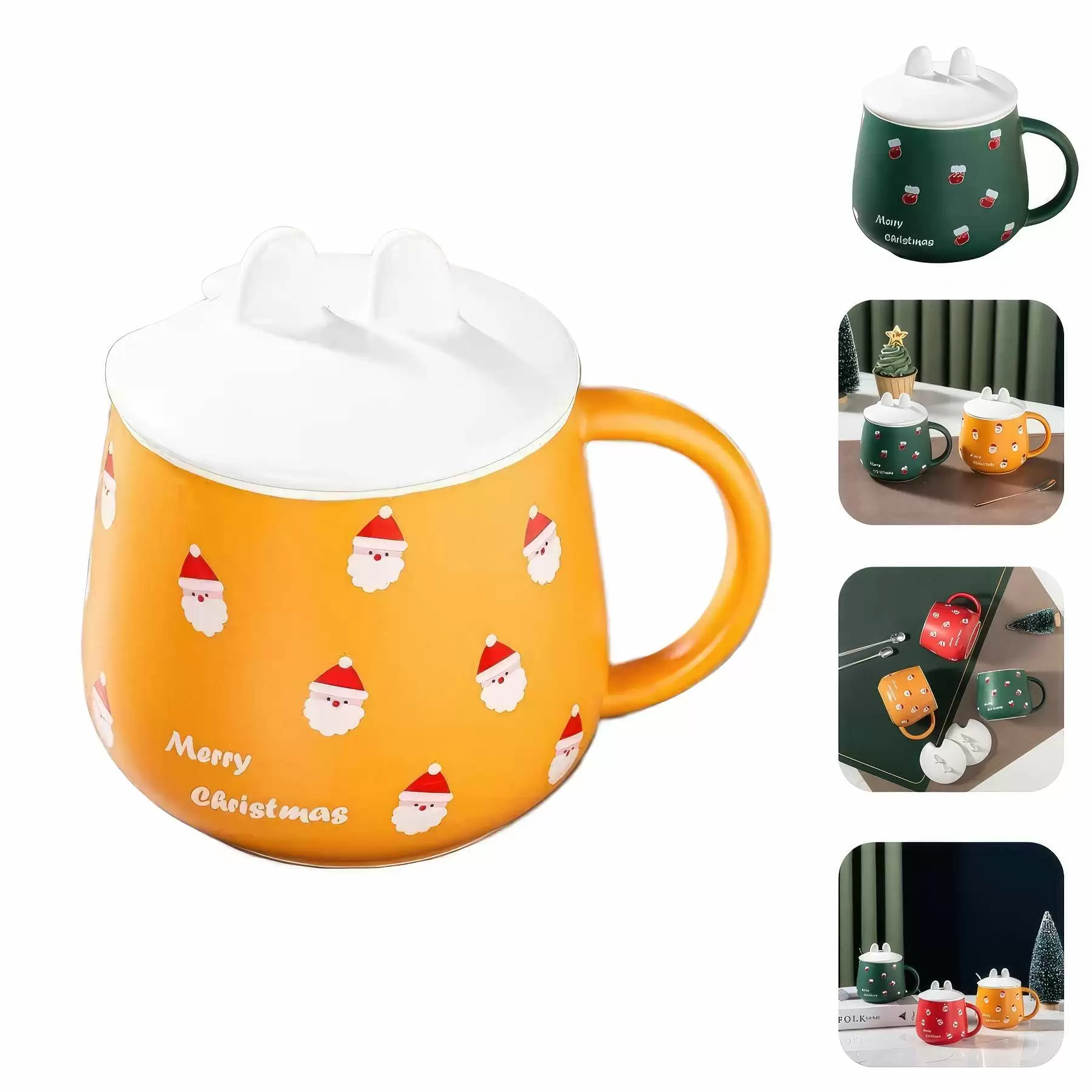 Christmas Bunny Ear Shaped Coffee Ceramic Mug