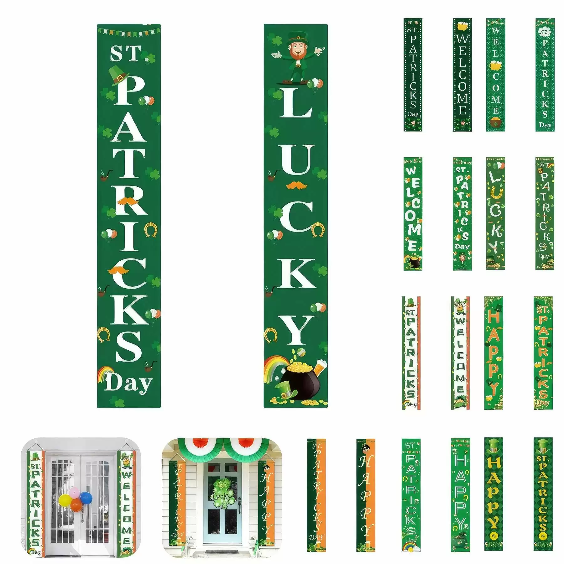 Happy St Patricks Day and Lucky Banner Decor for Home