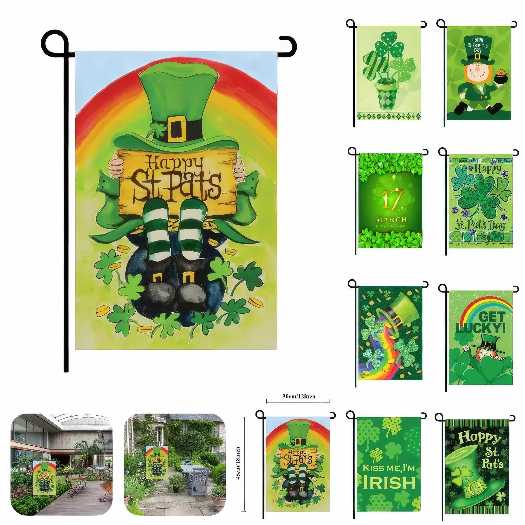 Happy St Patricks Day House Garden Flags