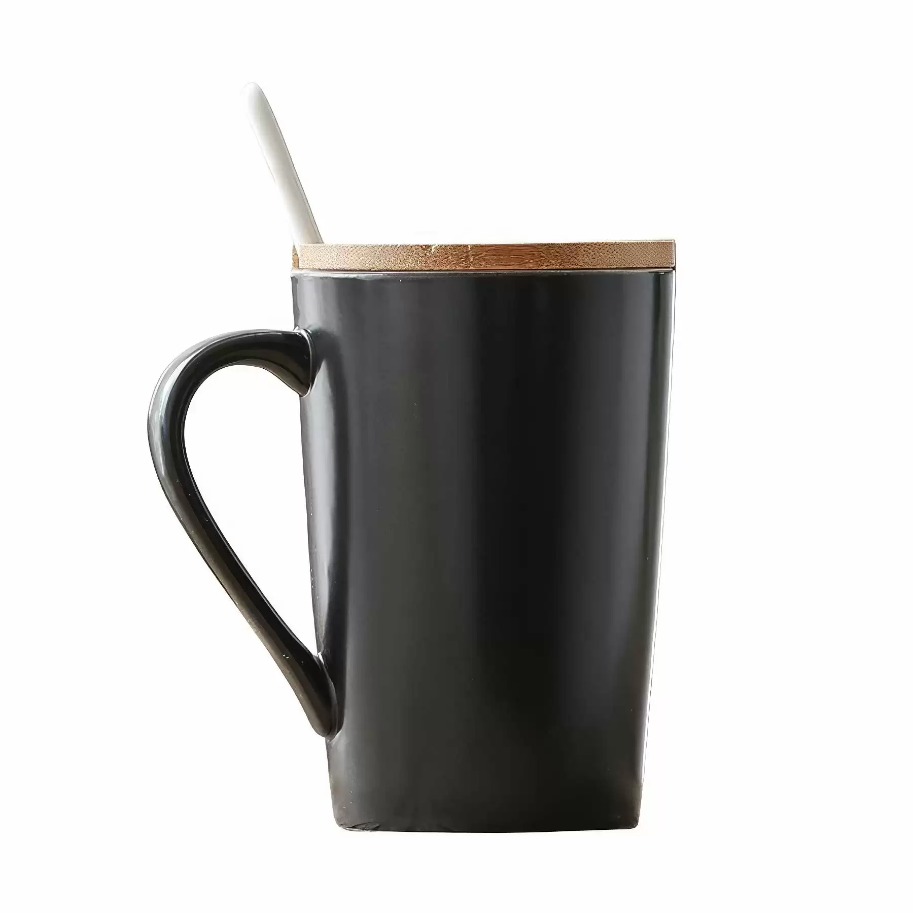 Custom Ceramic Coffee Mug With Bamboo Lid And Spoon - Image 2