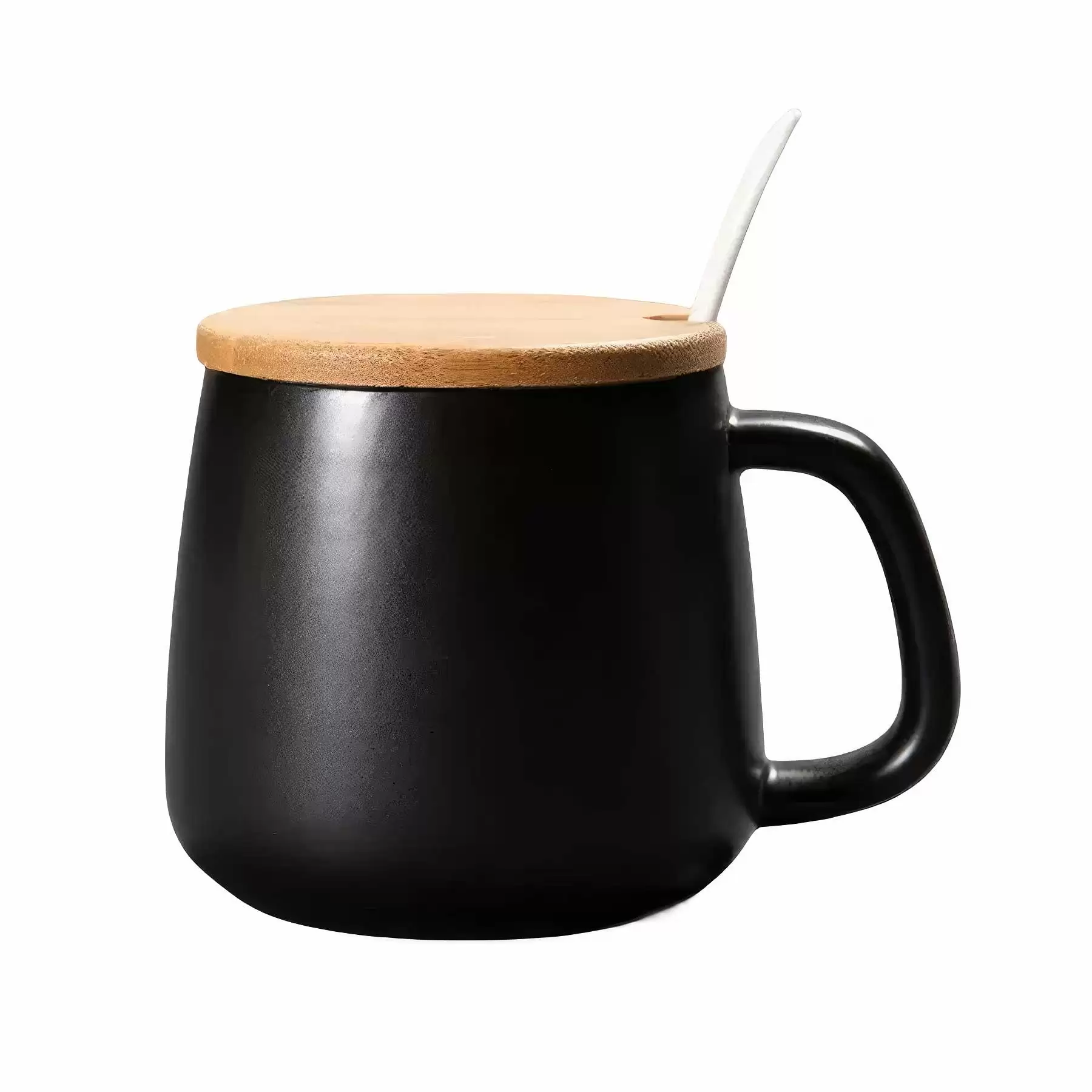 Custom Ceramic Coffee Mug With Bamboo Lid And Spoon - Image 2