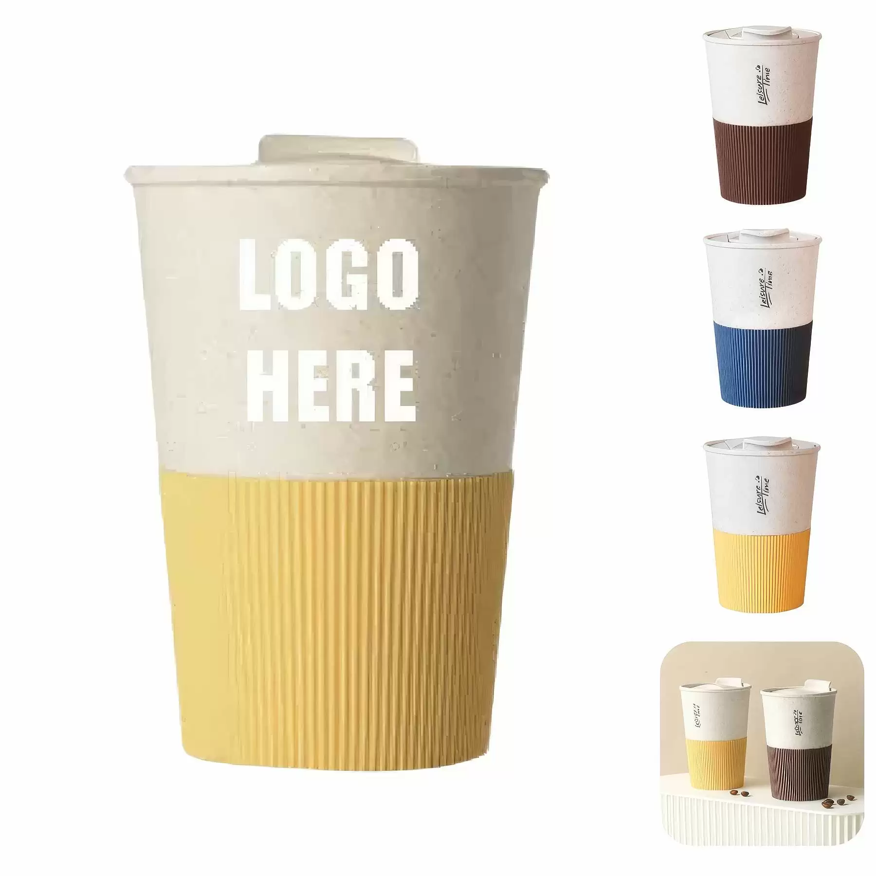 Custom 13.6 oz Wheat Fiber Coffee Travel Tumbler