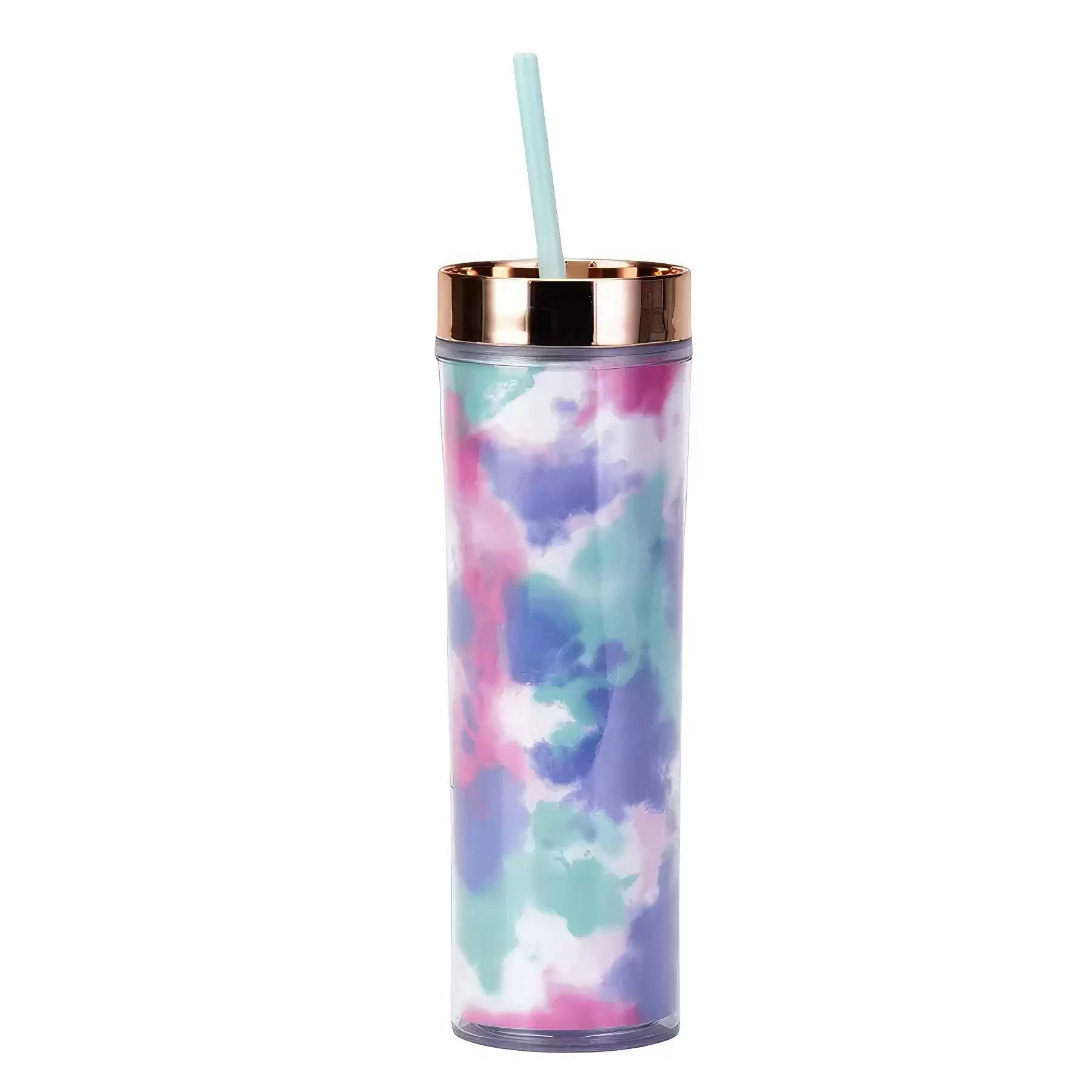 Custom 16 oz Transparent AS Plastic Tie dye Straw Tumbler - Image 2