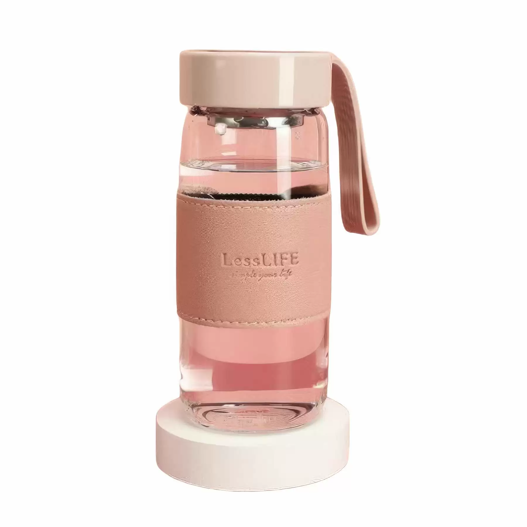 Custom 16 oz Glass Water Bottle With Leather Sleeve - Image 2