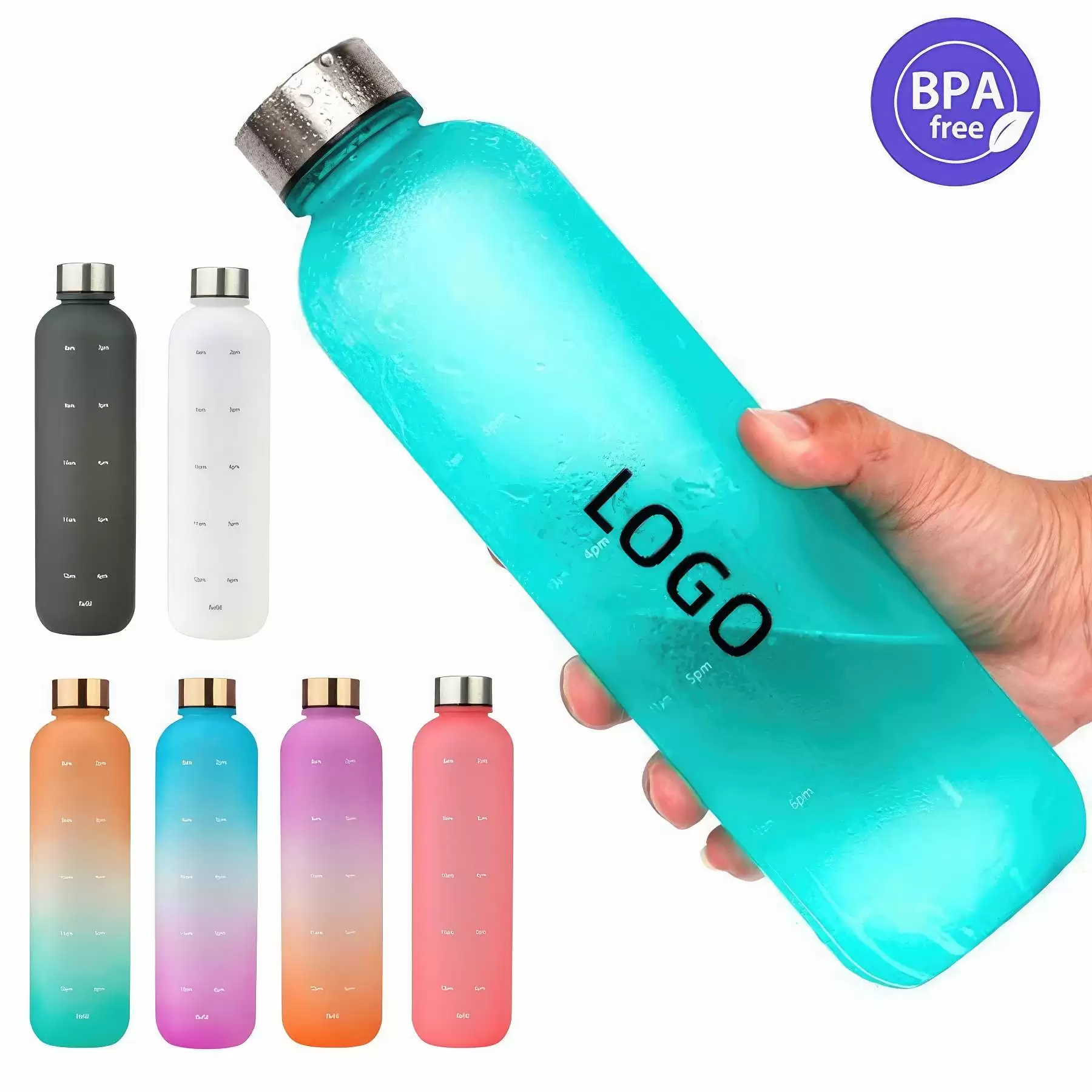 Custom 32 oz Tritan Material Water Bottle with Time Marker