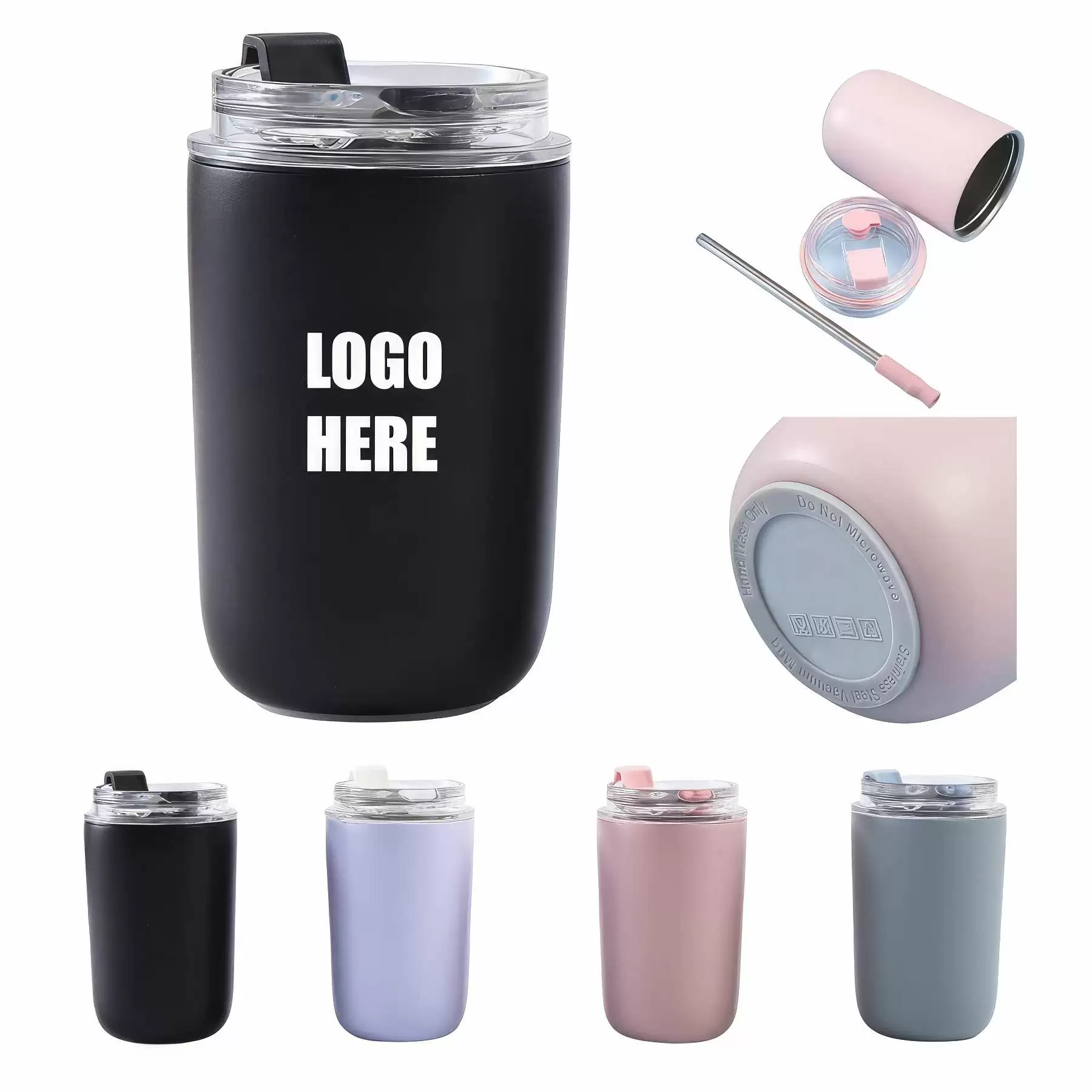 Custom 12oz Stainless Steel Tumbler With Lid And Straw